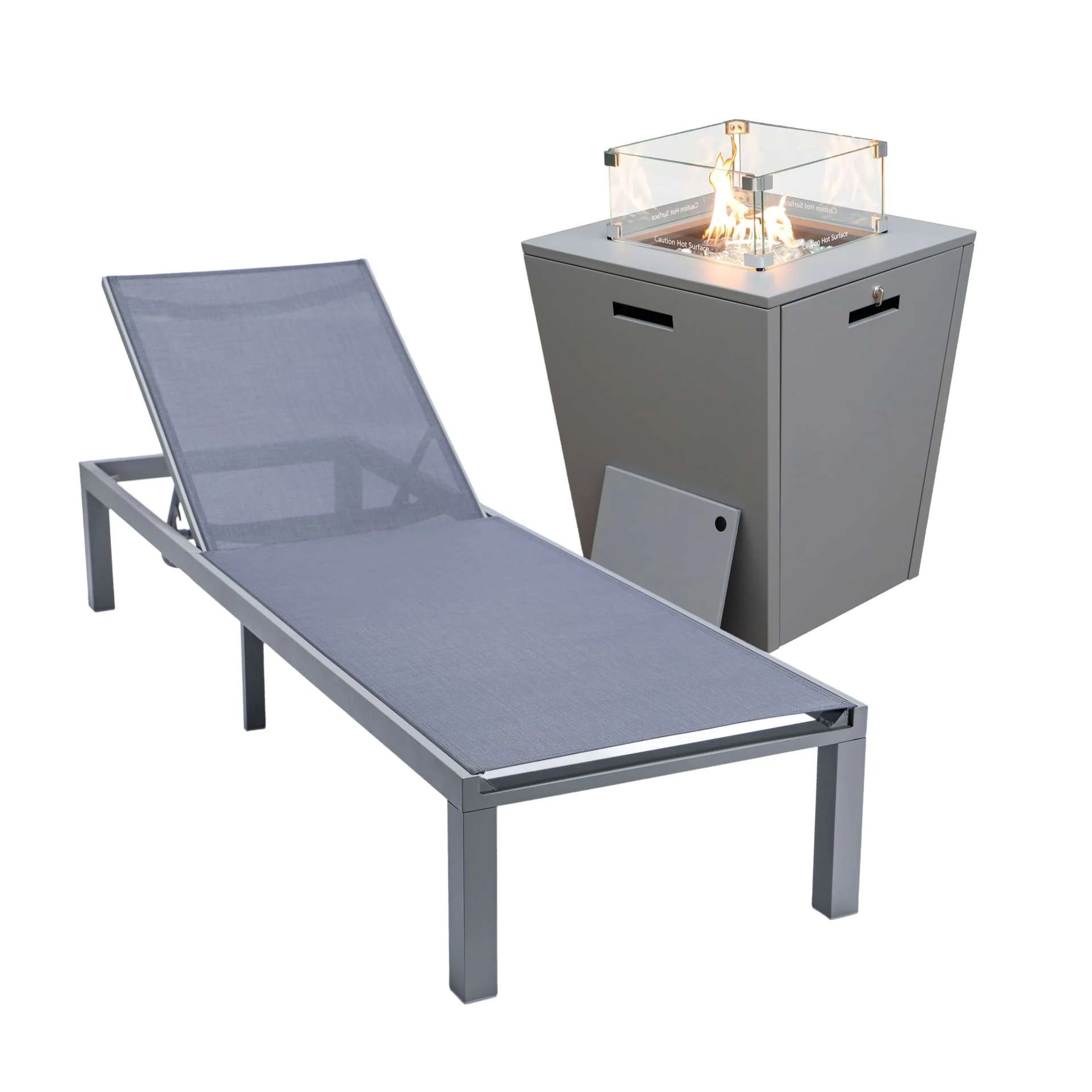 LeisureMod Marlin Modern Grey Aluminum Outdoor Patio Chaise Lounge Chair - MLGRCF21-77BL - Image 48