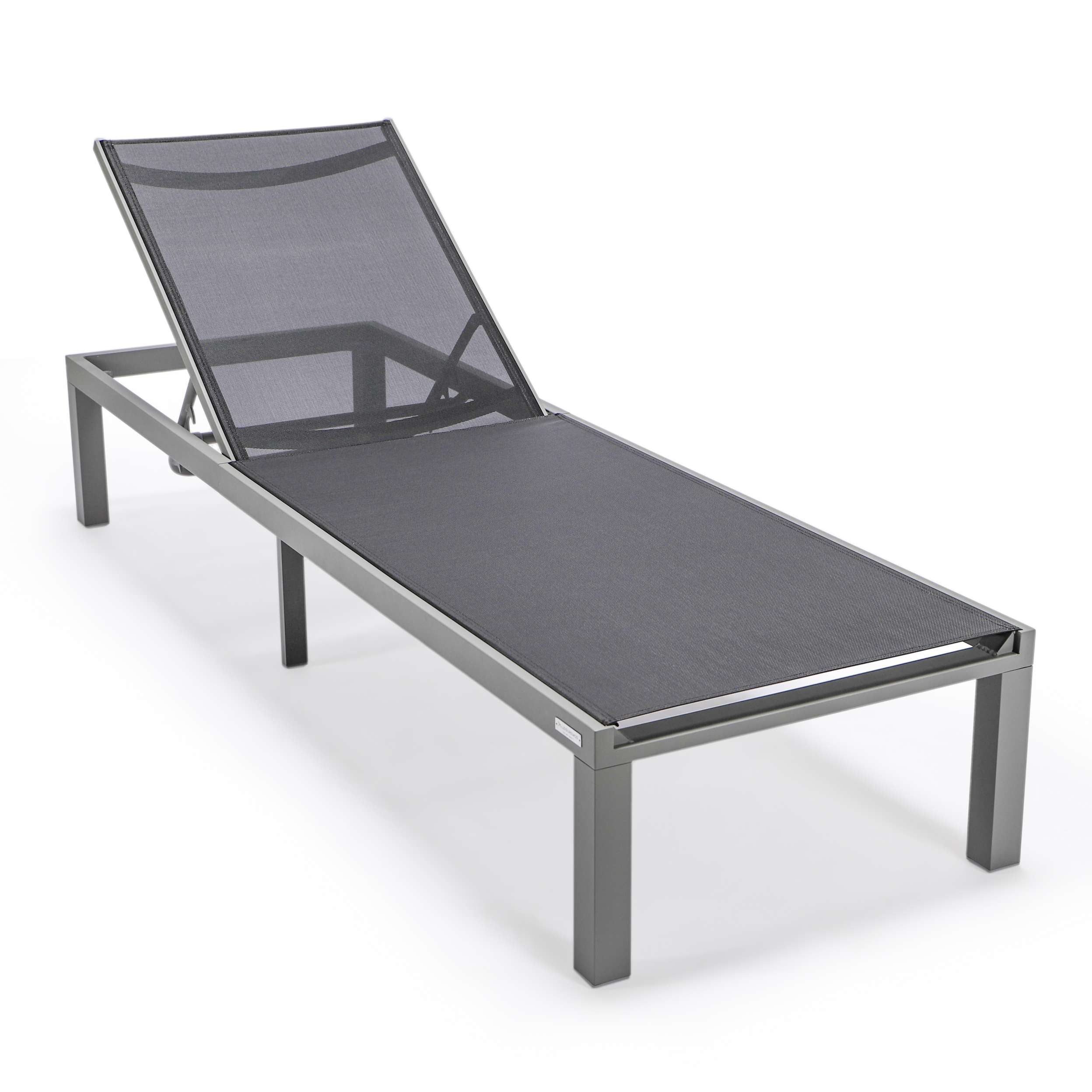 LeisureMod Marlin Modern Grey Aluminum Outdoor Patio Chaise Lounge Chair - MLGRCF21-77BL - Image 5