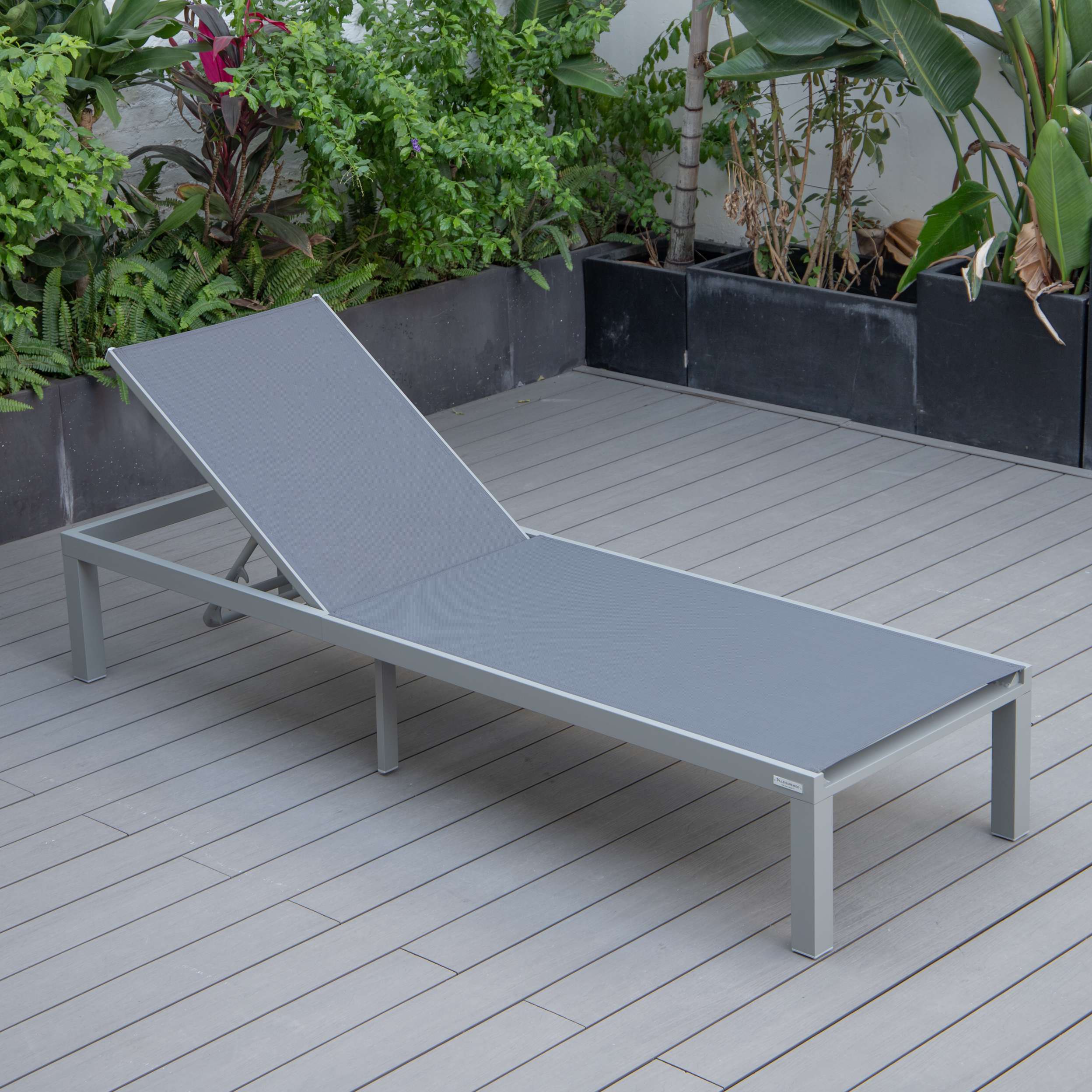 LeisureMod Marlin Modern Grey Aluminum Outdoor Patio Chaise Lounge Chair - MLGRCF21-77BL - Image 54