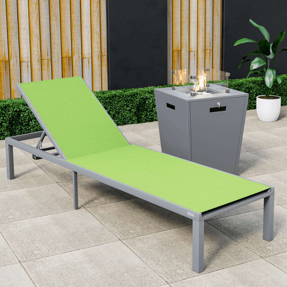 LeisureMod Marlin Modern Grey Aluminum Outdoor Patio Chaise Lounge Chair - MLGRCF21-77BL - Image 70