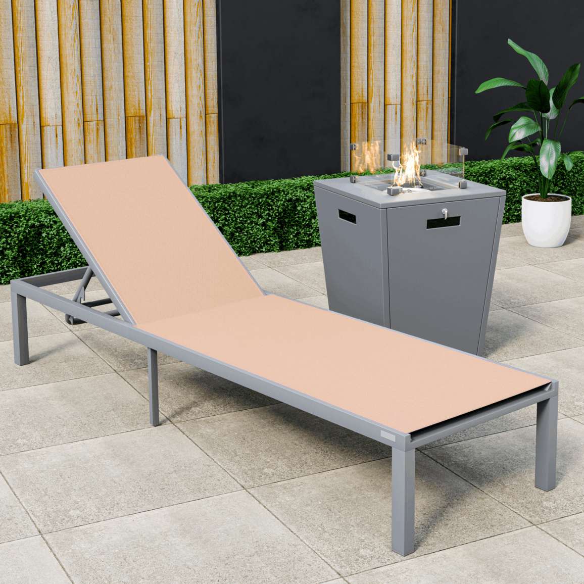LeisureMod Marlin Modern Grey Aluminum Outdoor Patio Chaise Lounge Chair - MLGRCF21-77BL - Image 93