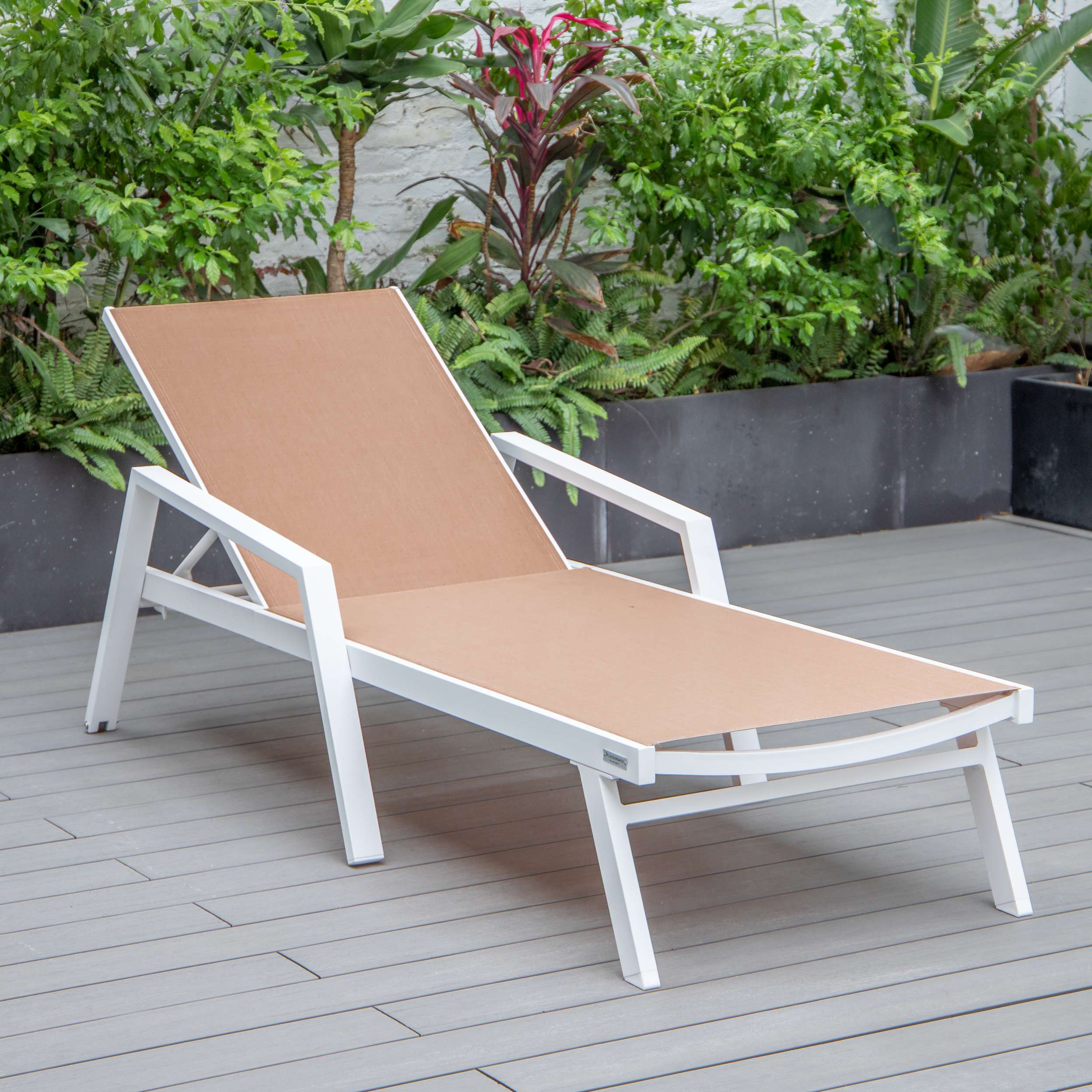 LeisureMod Marlin Modern White Aluminum Outdoor Patio Chaise Lounge Chair - MLAWCF21-77BL - Image 102