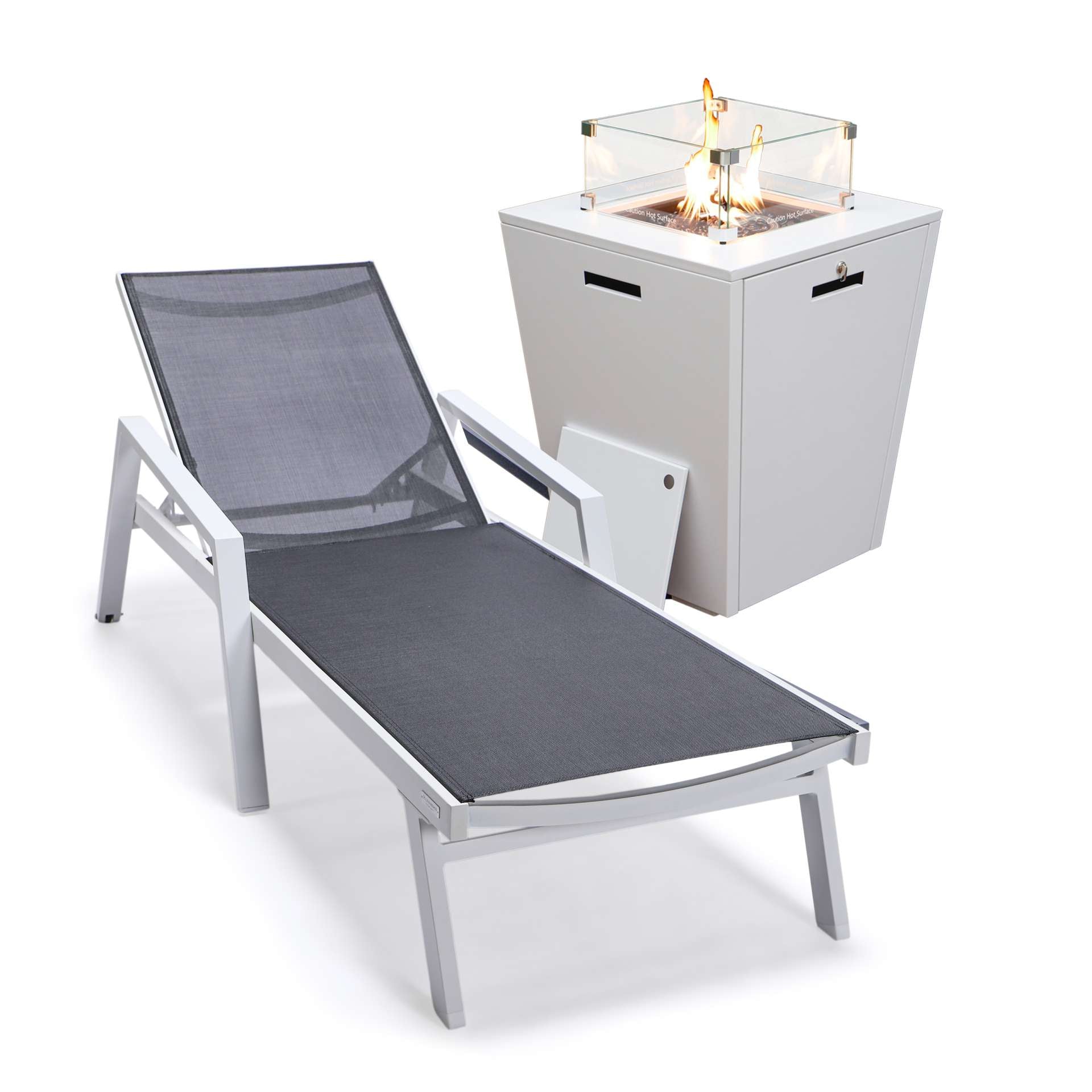 LeisureMod Marlin Modern White Aluminum Outdoor Patio Chaise Lounge Chair - MLAWCF21-77BL - Image 2