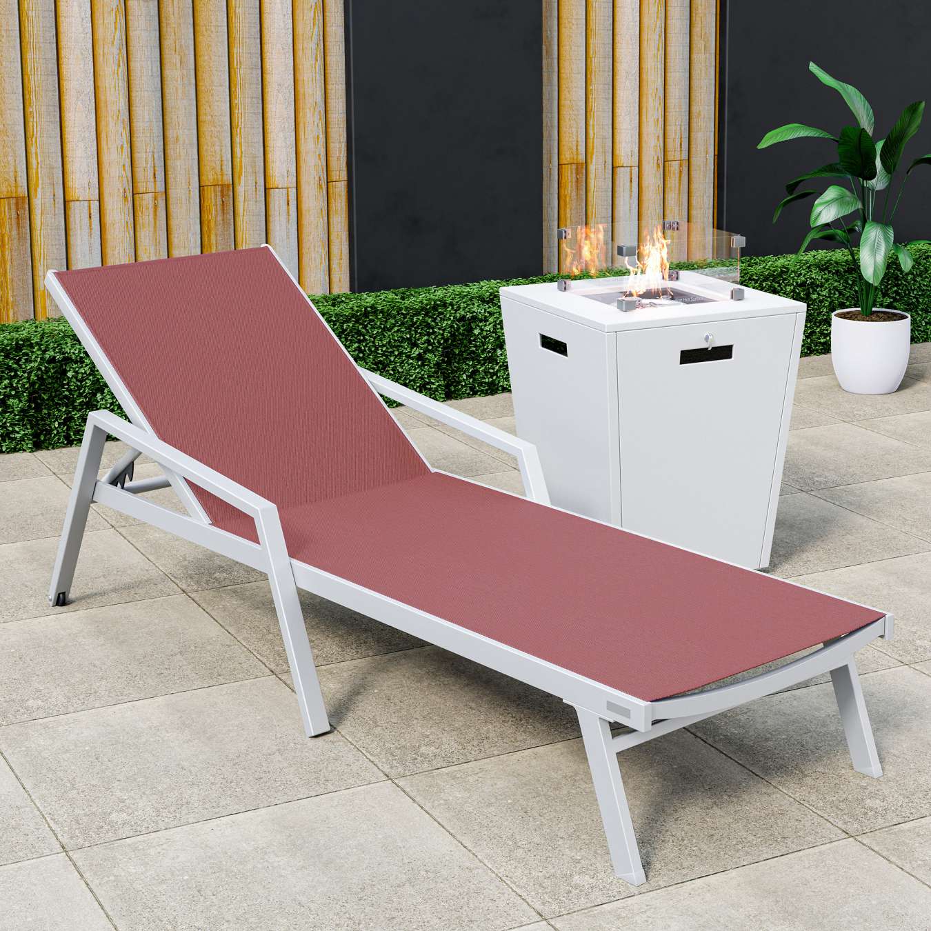 LeisureMod Marlin Modern White Aluminum Outdoor Patio Chaise Lounge Chair - MLAWCF21-77BL - Image 24