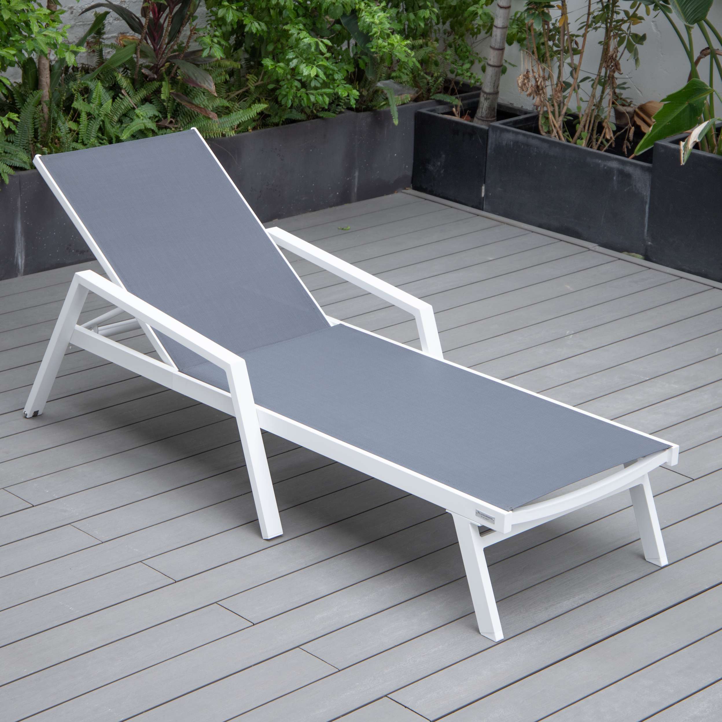 LeisureMod Marlin Modern White Aluminum Outdoor Patio Chaise Lounge Chair - MLAWCF21-77BL - Image 54