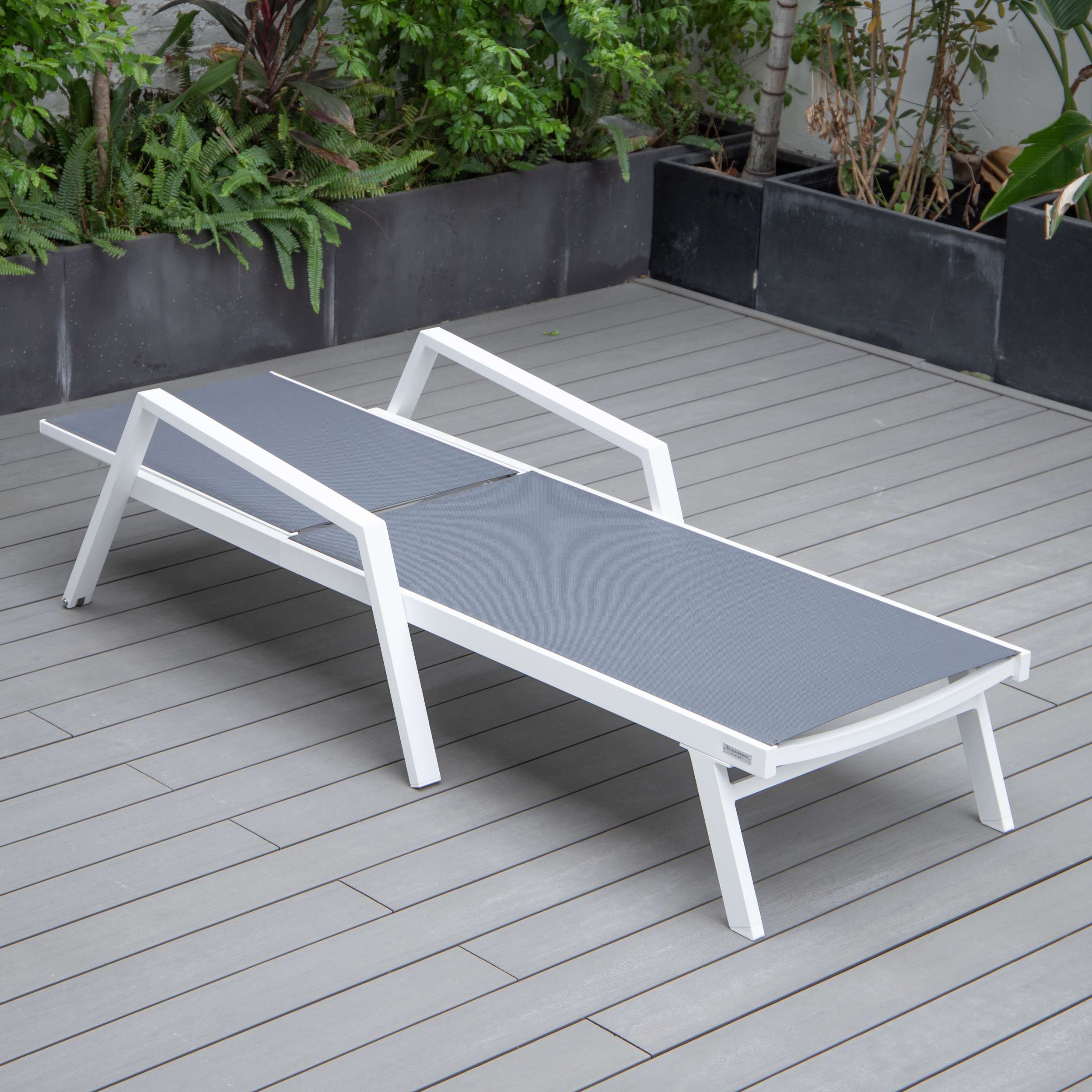 LeisureMod Marlin Modern White Aluminum Outdoor Patio Chaise Lounge Chair - MLAWCF21-77BL - Image 55