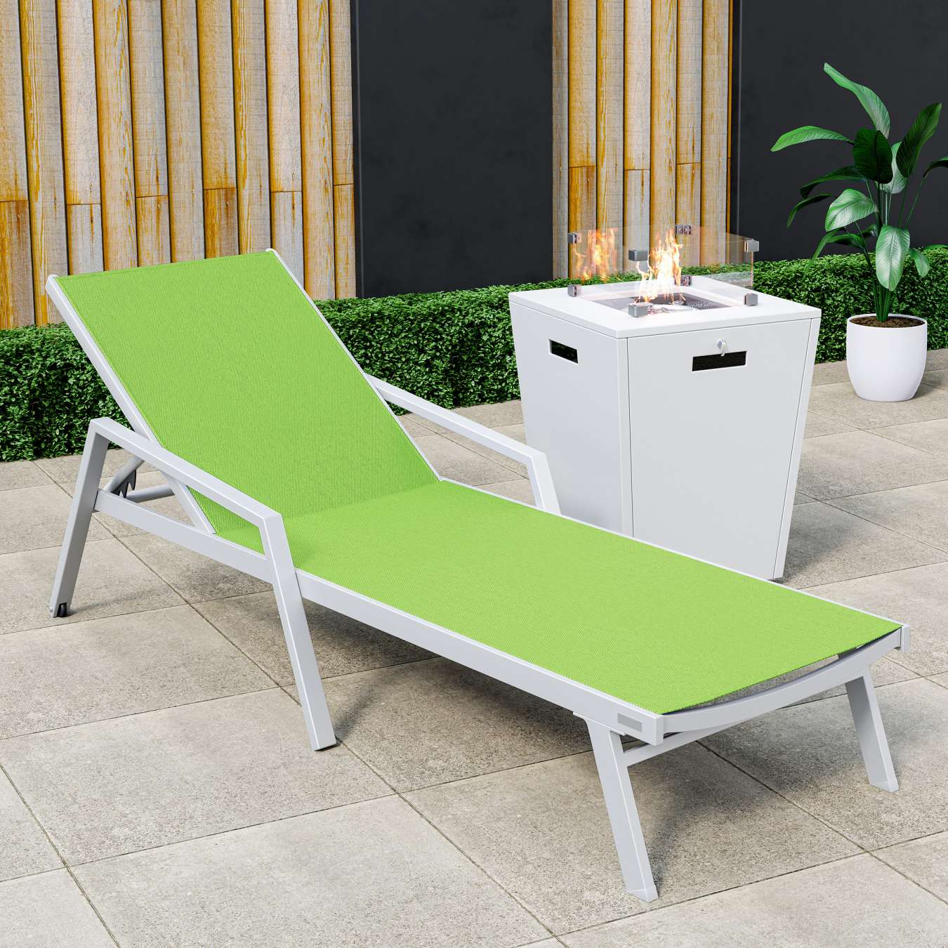 LeisureMod Marlin Modern White Aluminum Outdoor Patio Chaise Lounge Chair - MLAWCF21-77BL - Image 70
