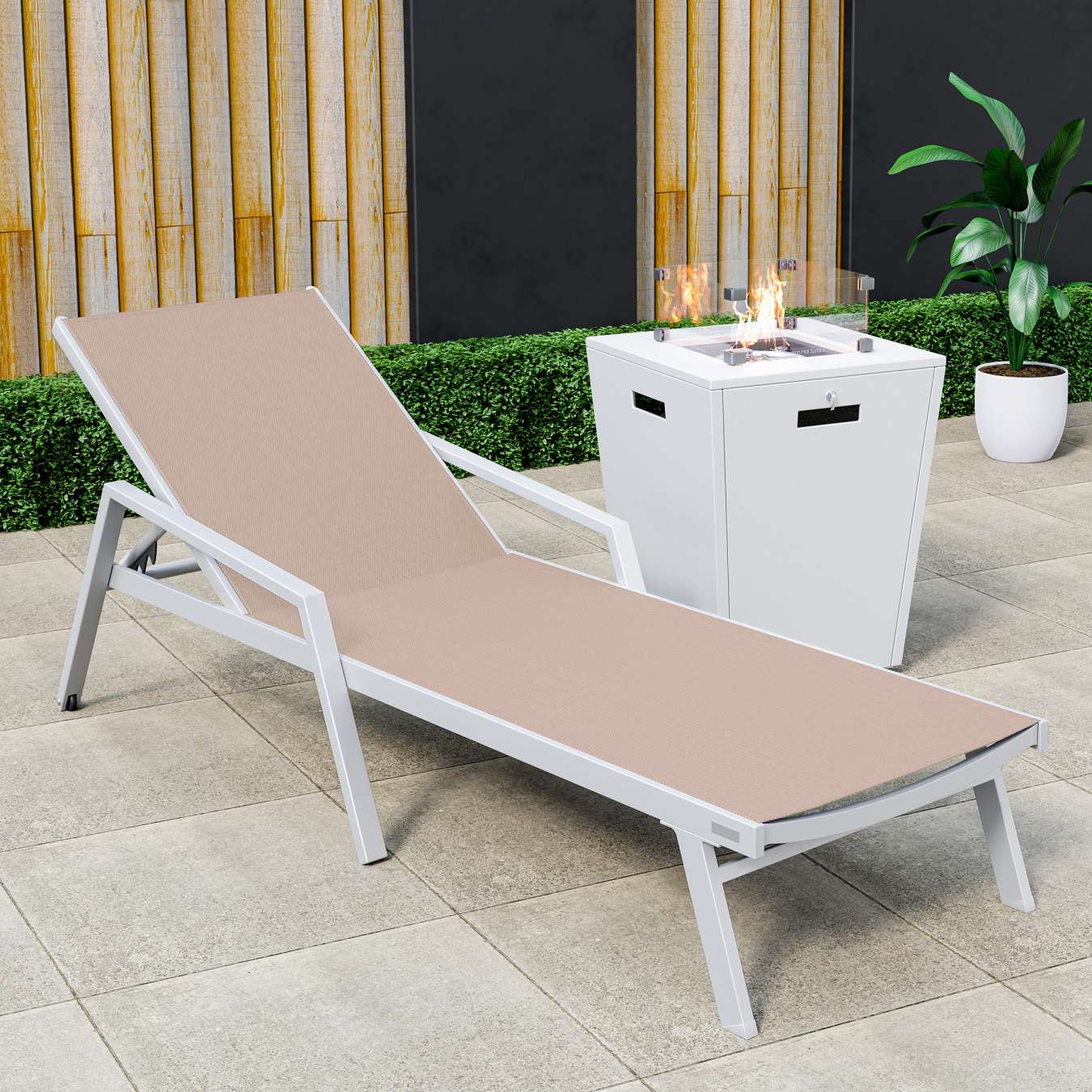 LeisureMod Marlin Modern White Aluminum Outdoor Patio Chaise Lounge Chair - MLAWCF21-77BL - Image 93