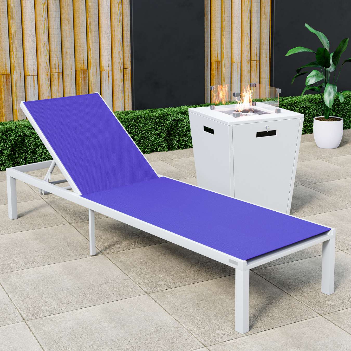 LeisureMod Marlin Modern White Aluminum Outdoor Patio Chaise Lounge Chair - MLWCF21-77BL - Image 102