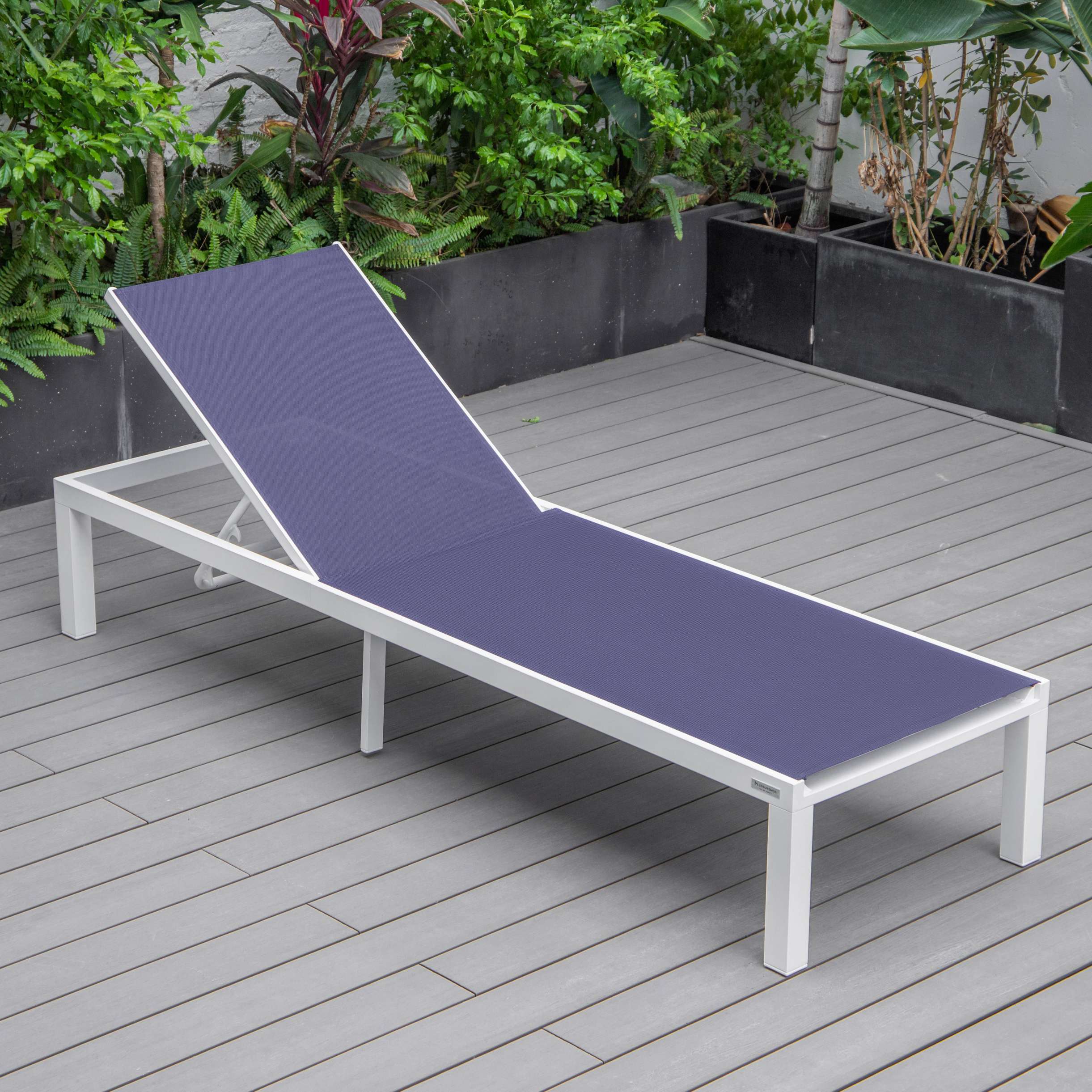LeisureMod Marlin Modern White Aluminum Outdoor Patio Chaise Lounge Chair - MLWCF21-77BL - Image 104