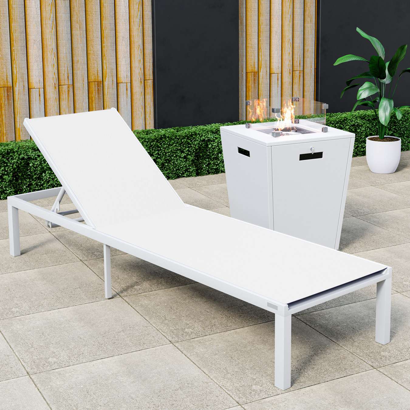 LeisureMod Marlin Modern White Aluminum Outdoor Patio Chaise Lounge Chair - MLWCF21-77BL - Image 125