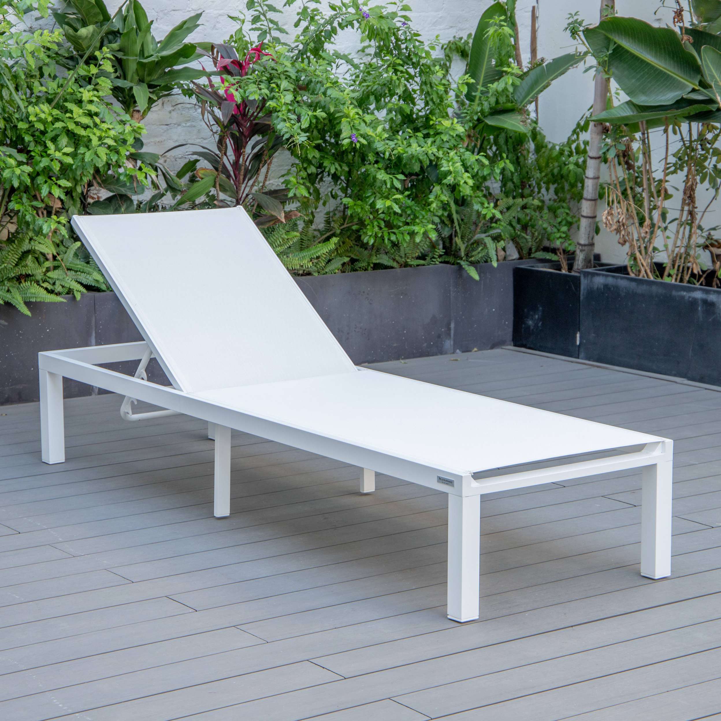 LeisureMod Marlin Modern White Aluminum Outdoor Patio Chaise Lounge Chair - MLWCF21-77BL - Image 129