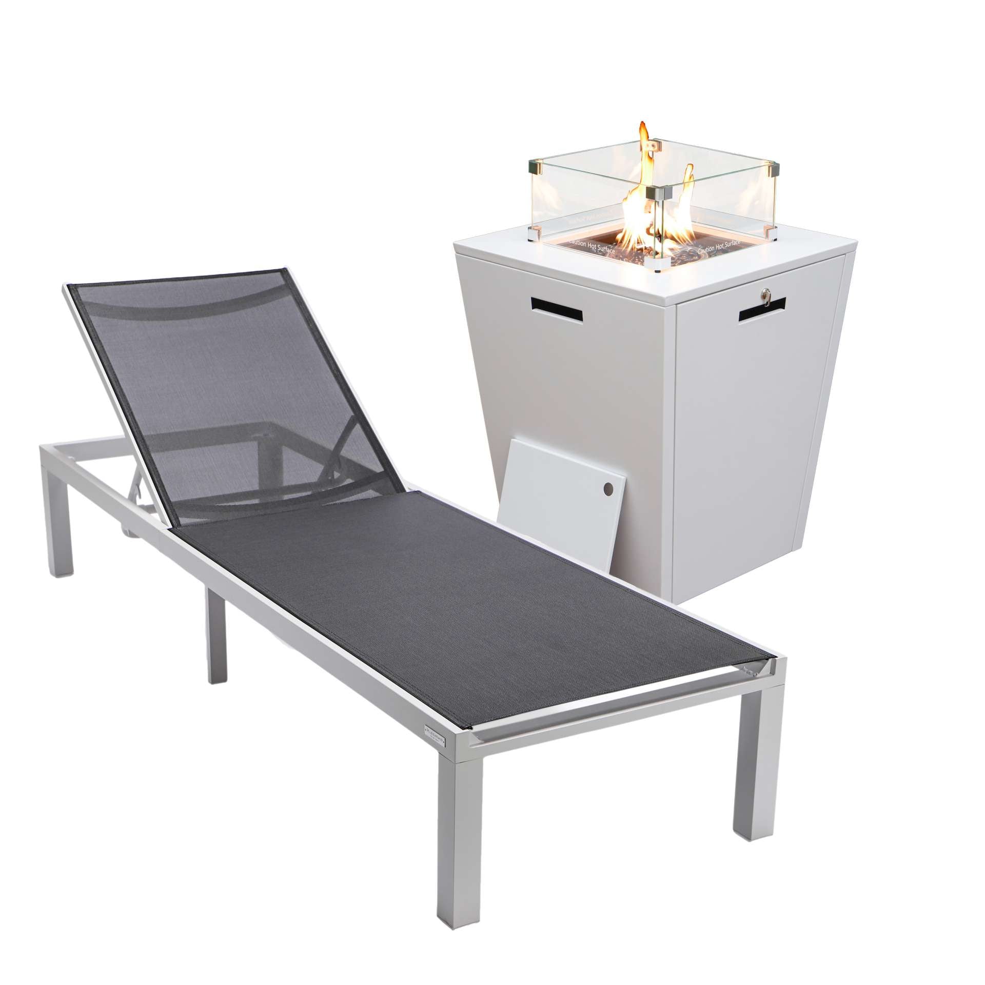 LeisureMod Marlin Modern White Aluminum Outdoor Patio Chaise Lounge Chair - MLWCF21-77BL - Image 2