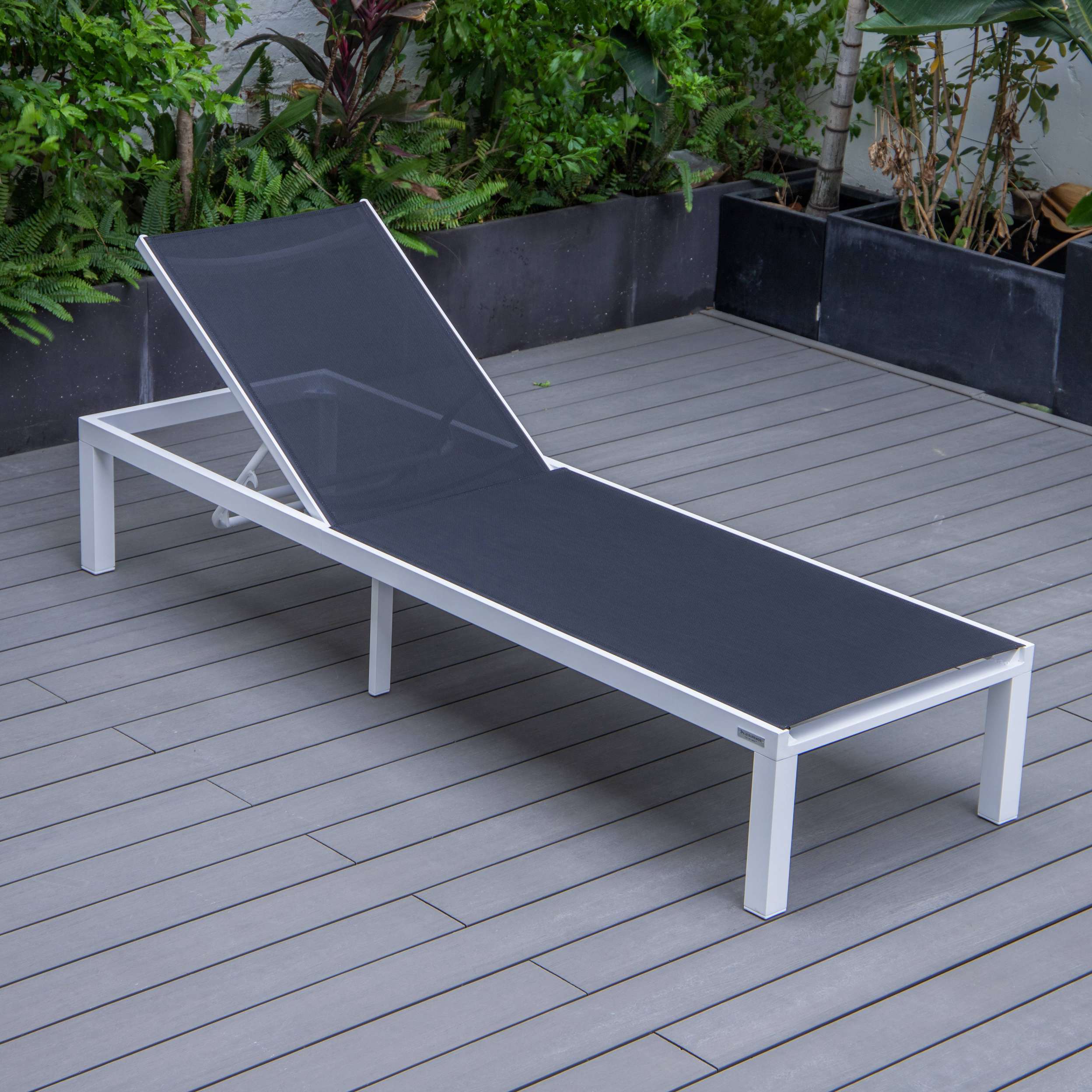 LeisureMod Marlin Modern White Aluminum Outdoor Patio Chaise Lounge Chair - MLWCF21-77BL - Image 3