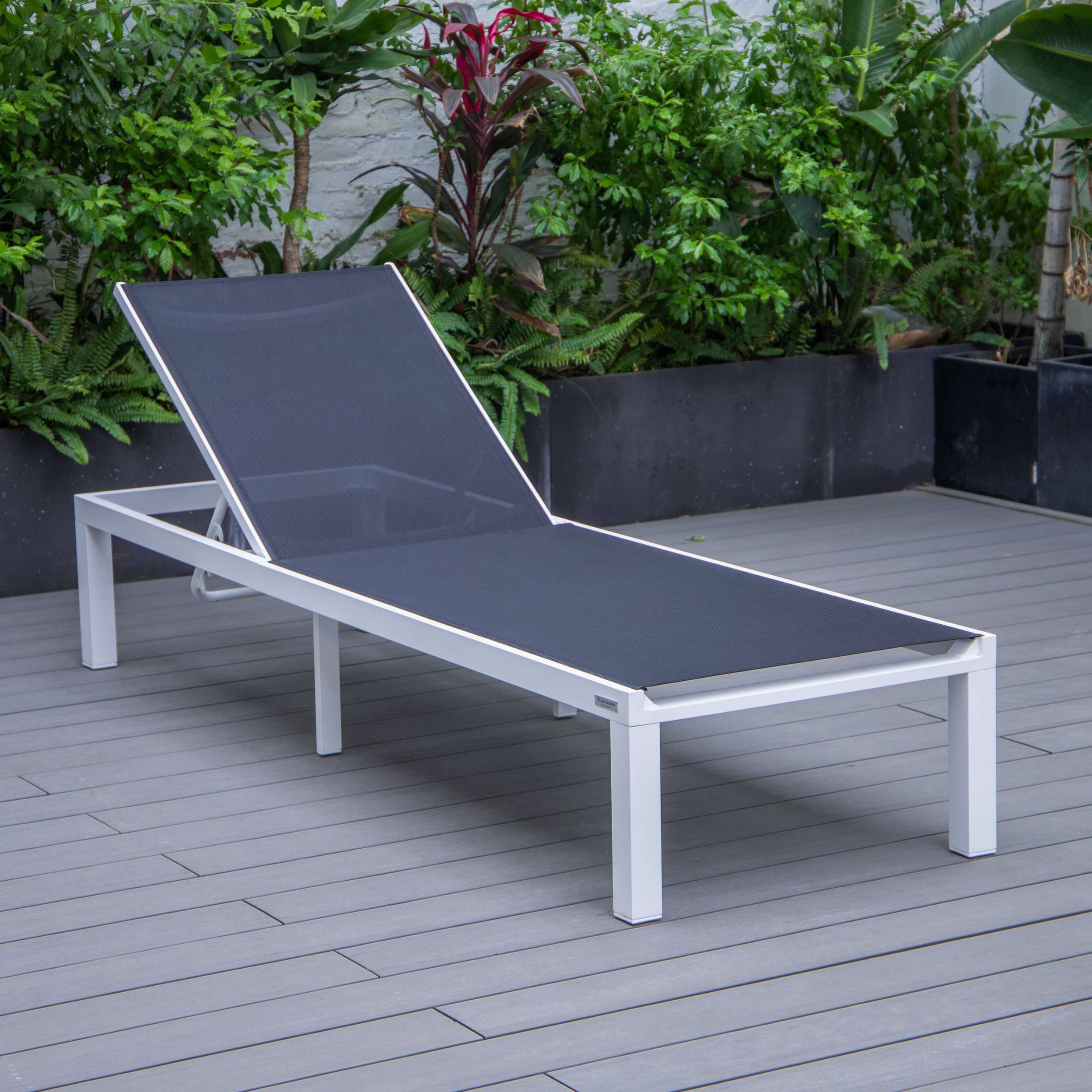 LeisureMod Marlin Modern White Aluminum Outdoor Patio Chaise Lounge Chair - MLWCF21-77BL - Image 4
