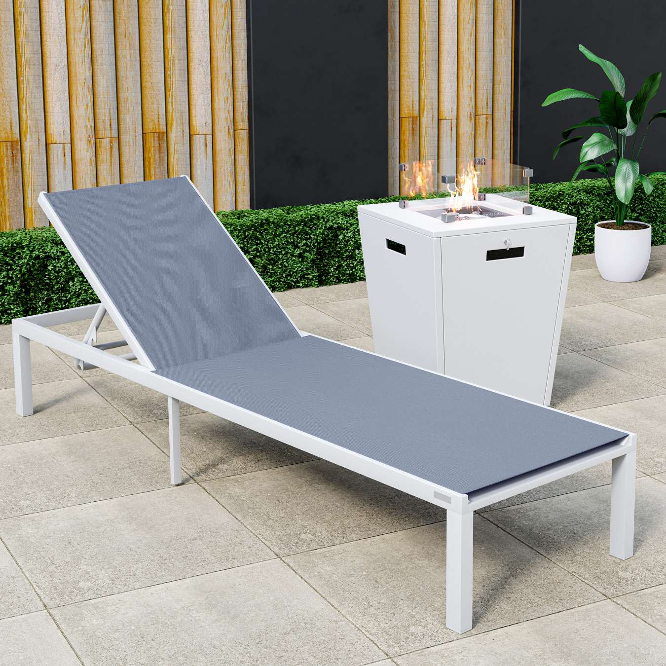 LeisureMod Marlin Modern White Aluminum Outdoor Patio Chaise Lounge Chair - MLWCF21-77BL - Image 47