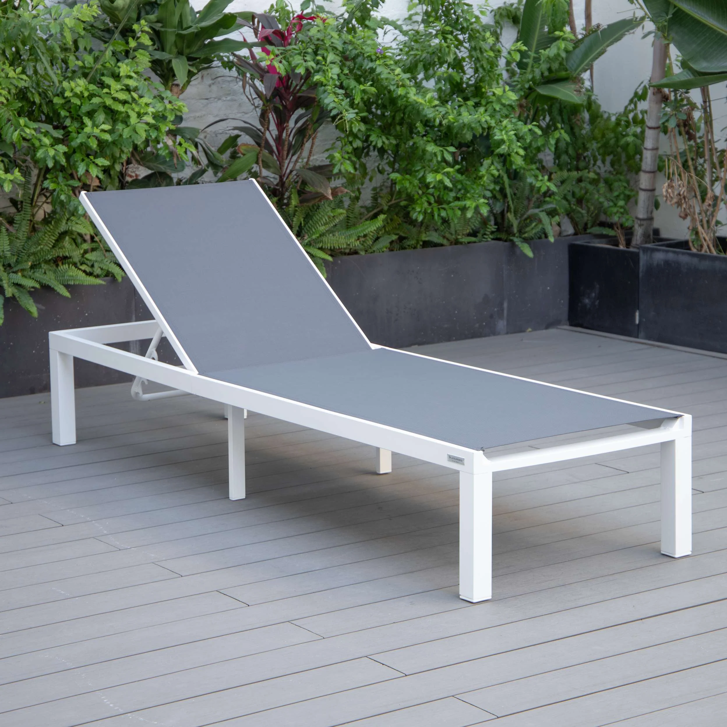 LeisureMod Marlin Modern White Aluminum Outdoor Patio Chaise Lounge Chair - MLWCF21-77BL - Image 58