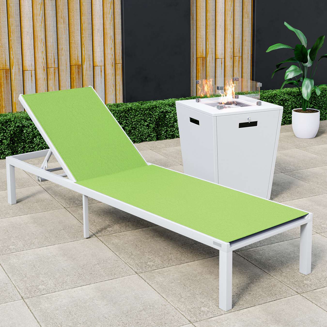 LeisureMod Marlin Modern White Aluminum Outdoor Patio Chaise Lounge Chair - MLWCF21-77BL - Image 70