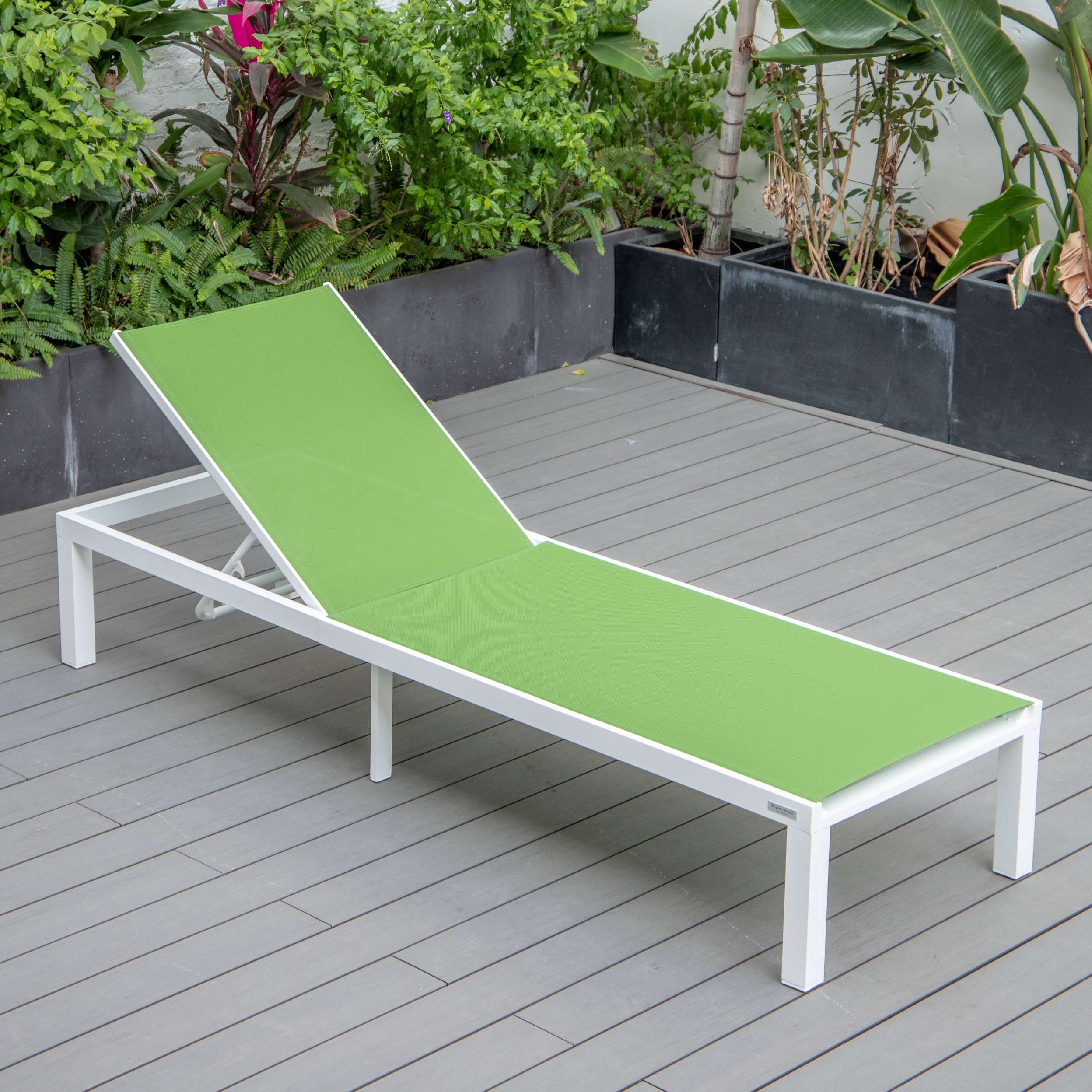 LeisureMod Marlin Modern White Aluminum Outdoor Patio Chaise Lounge Chair - MLWCF21-77BL - Image 72