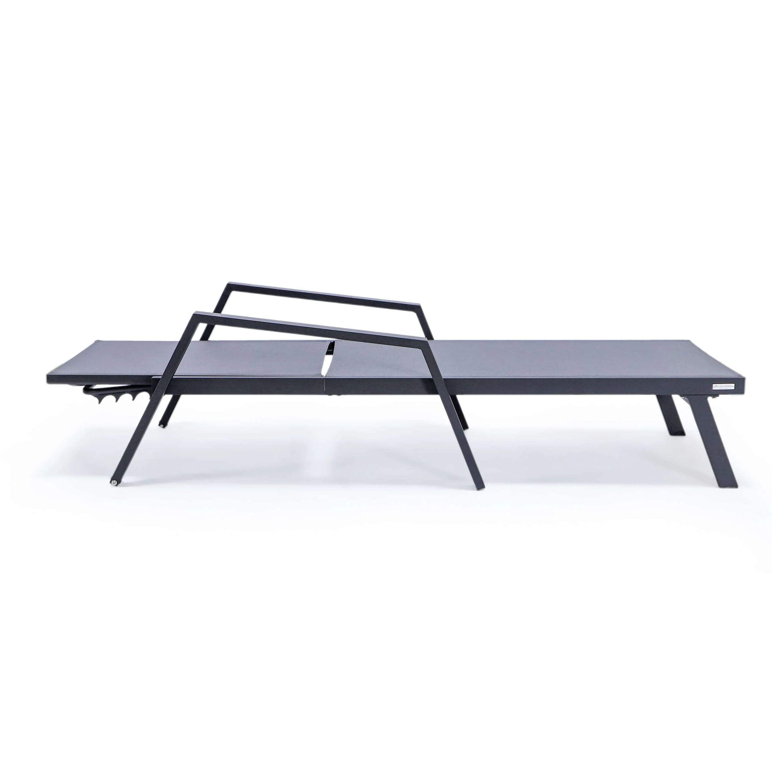 LeisureMod Marlin Patio Chaise Lounge Chair With Armrests in Black Aluminum Frame, Set of 2 - Image 31