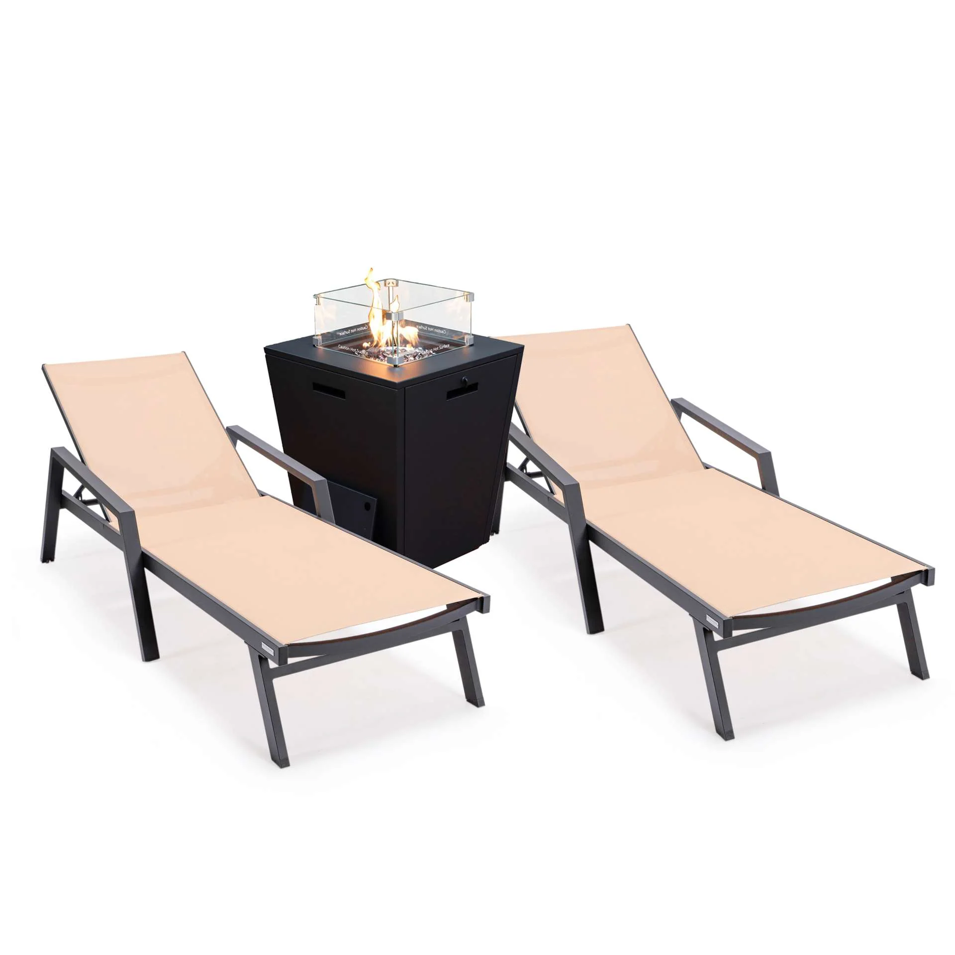 LeisureMod Marlin Patio Chaise Lounge Chair With Armrests in Black Aluminum Frame, Set of 2 - Image 53