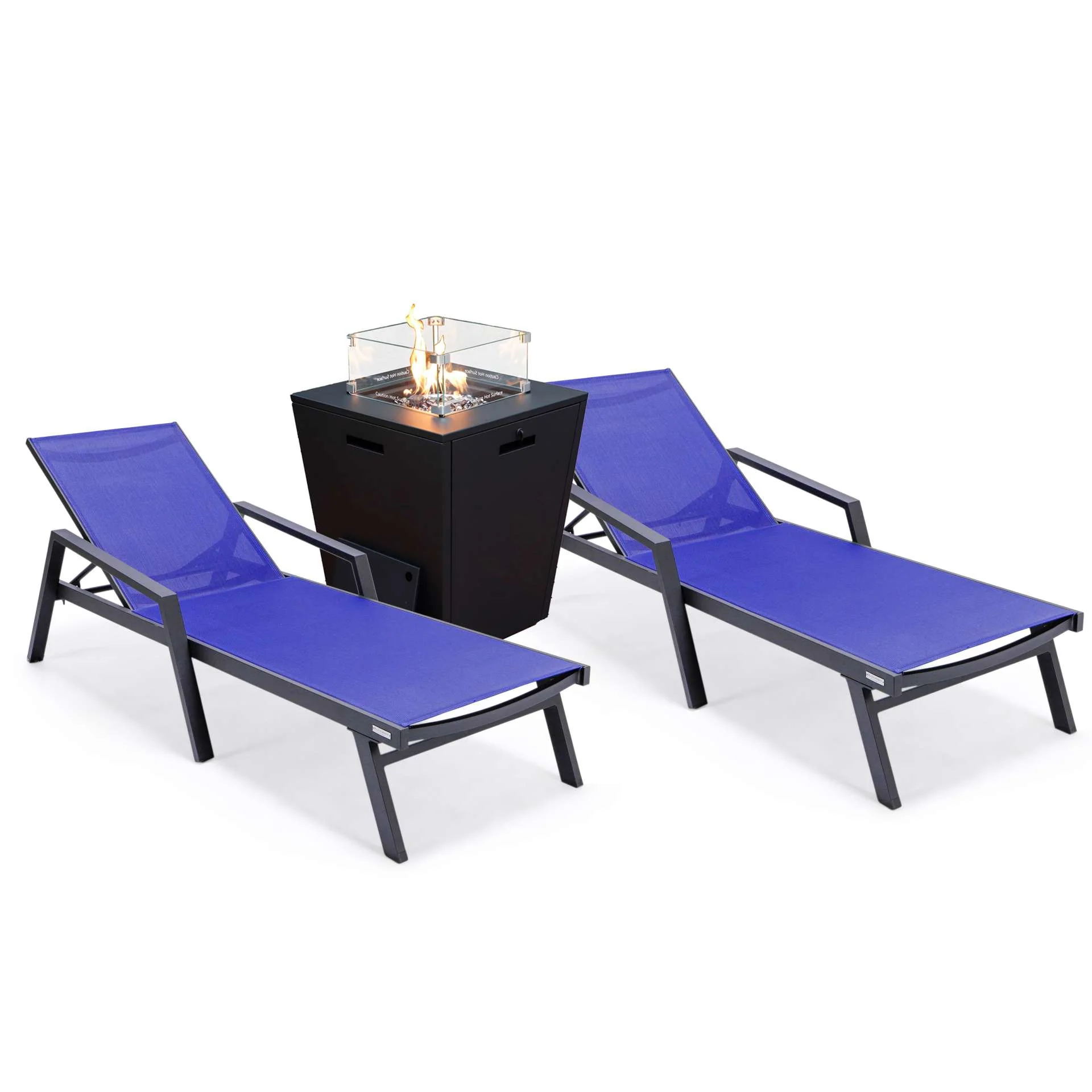 LeisureMod Marlin Patio Chaise Lounge Chair With Armrests in Black Aluminum Frame, Set of 2 - Image 79