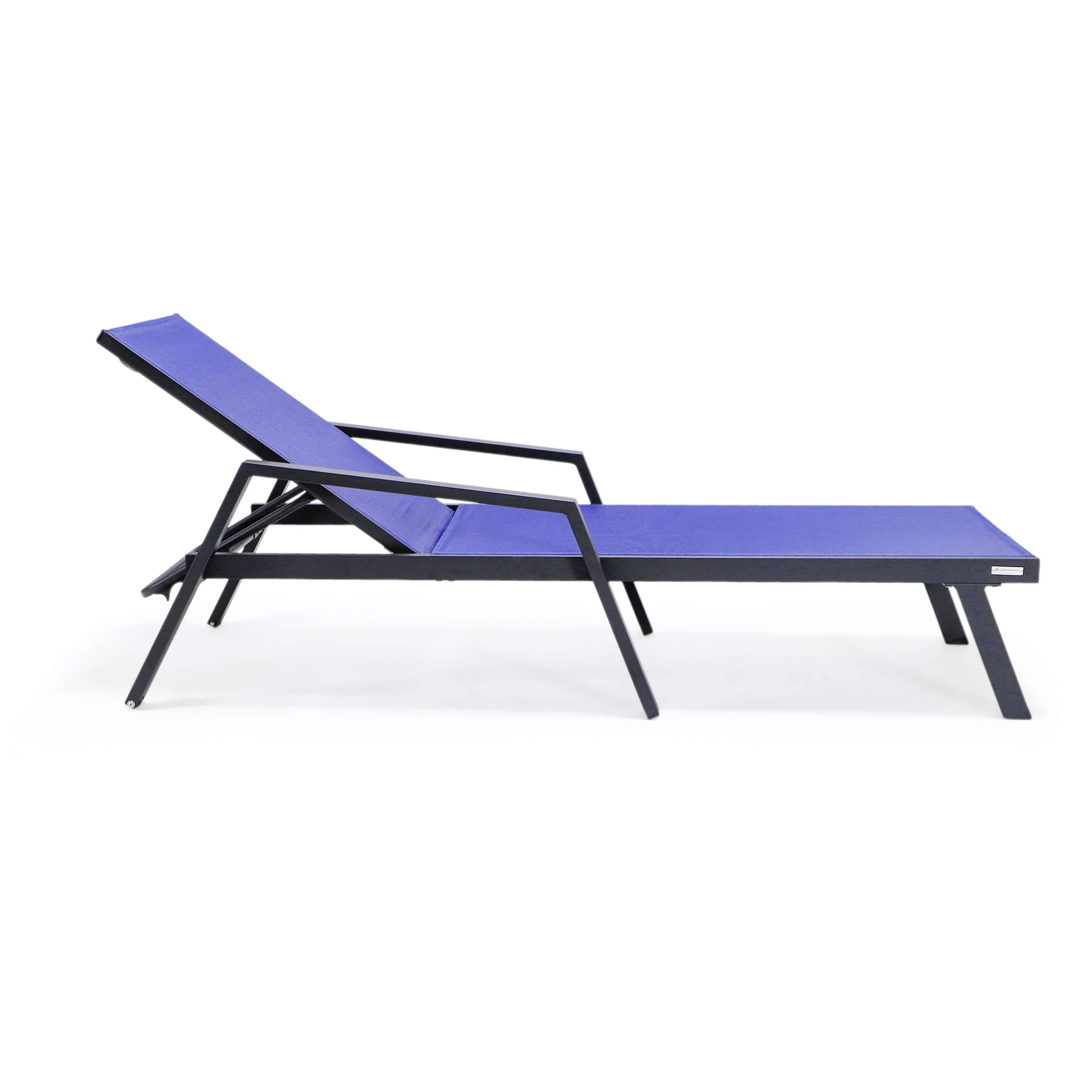 LeisureMod Marlin Patio Chaise Lounge Chair With Armrests in Black Aluminum Frame, Set of 2 - Image 86
