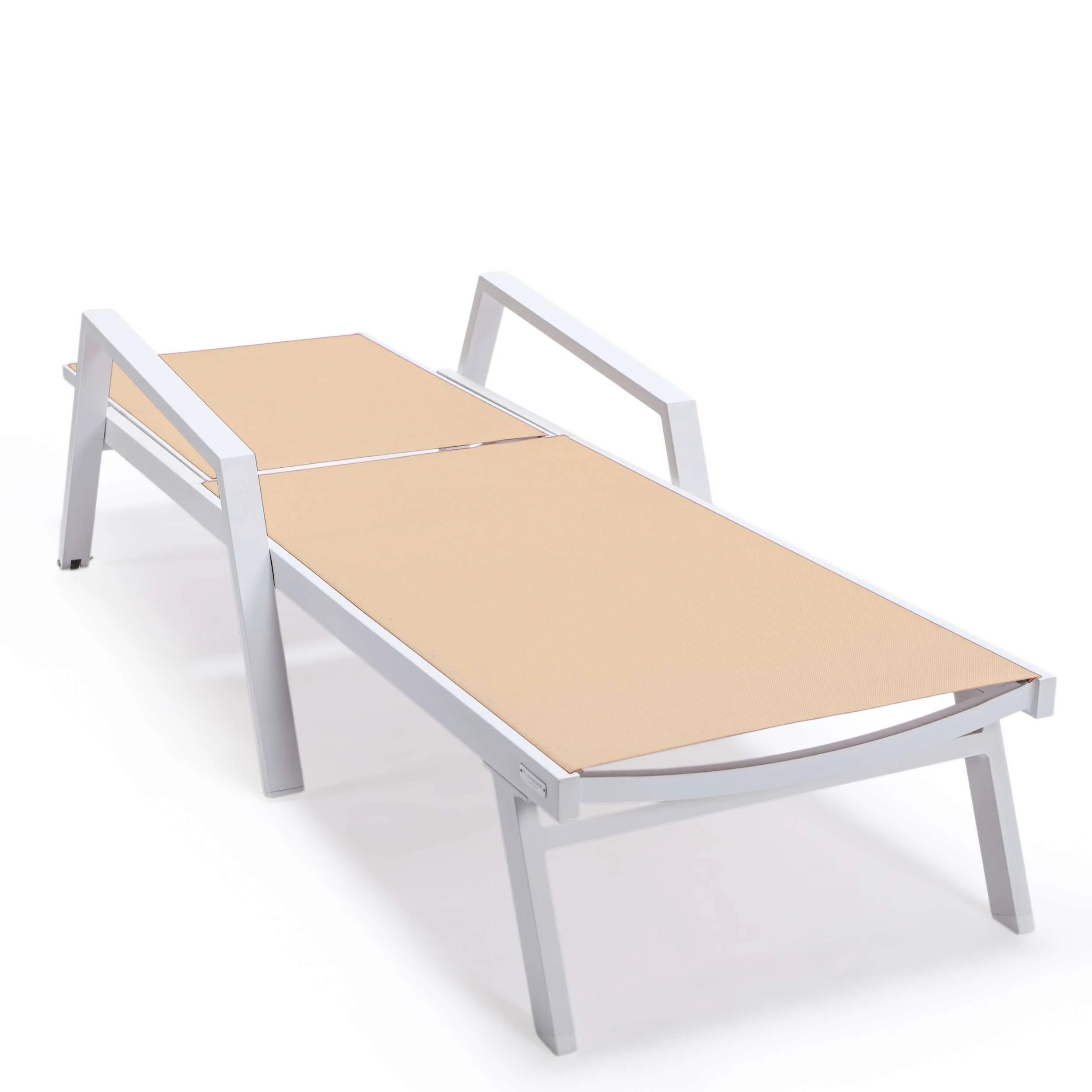 LeisureMod Marlin Patio Chaise Lounge Chair With Armrests in White Aluminum Frame, Set of 2 - Image 71