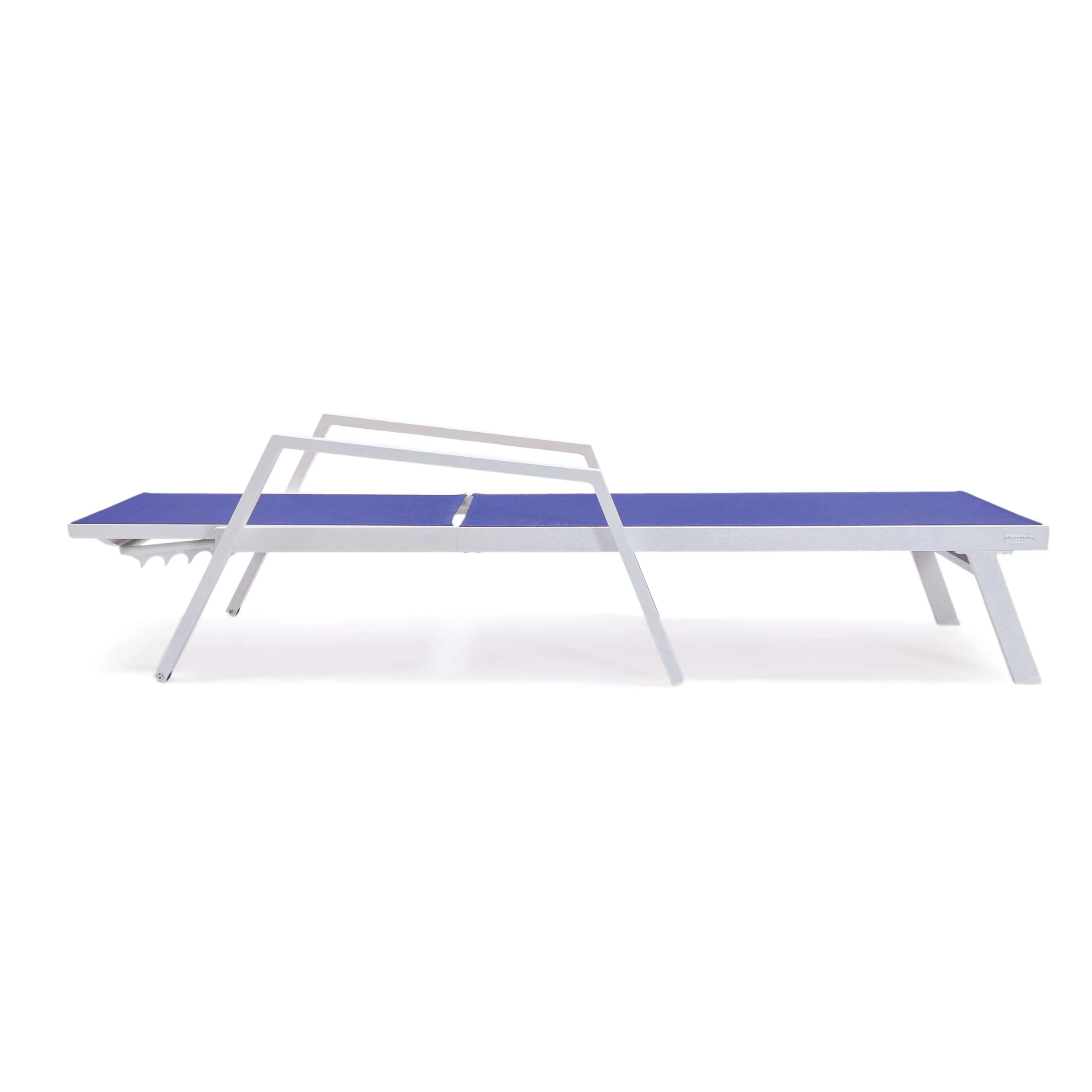 LeisureMod Marlin Patio Chaise Lounge Chair With Armrests in White Aluminum Frame, Set of 2 - Image 97