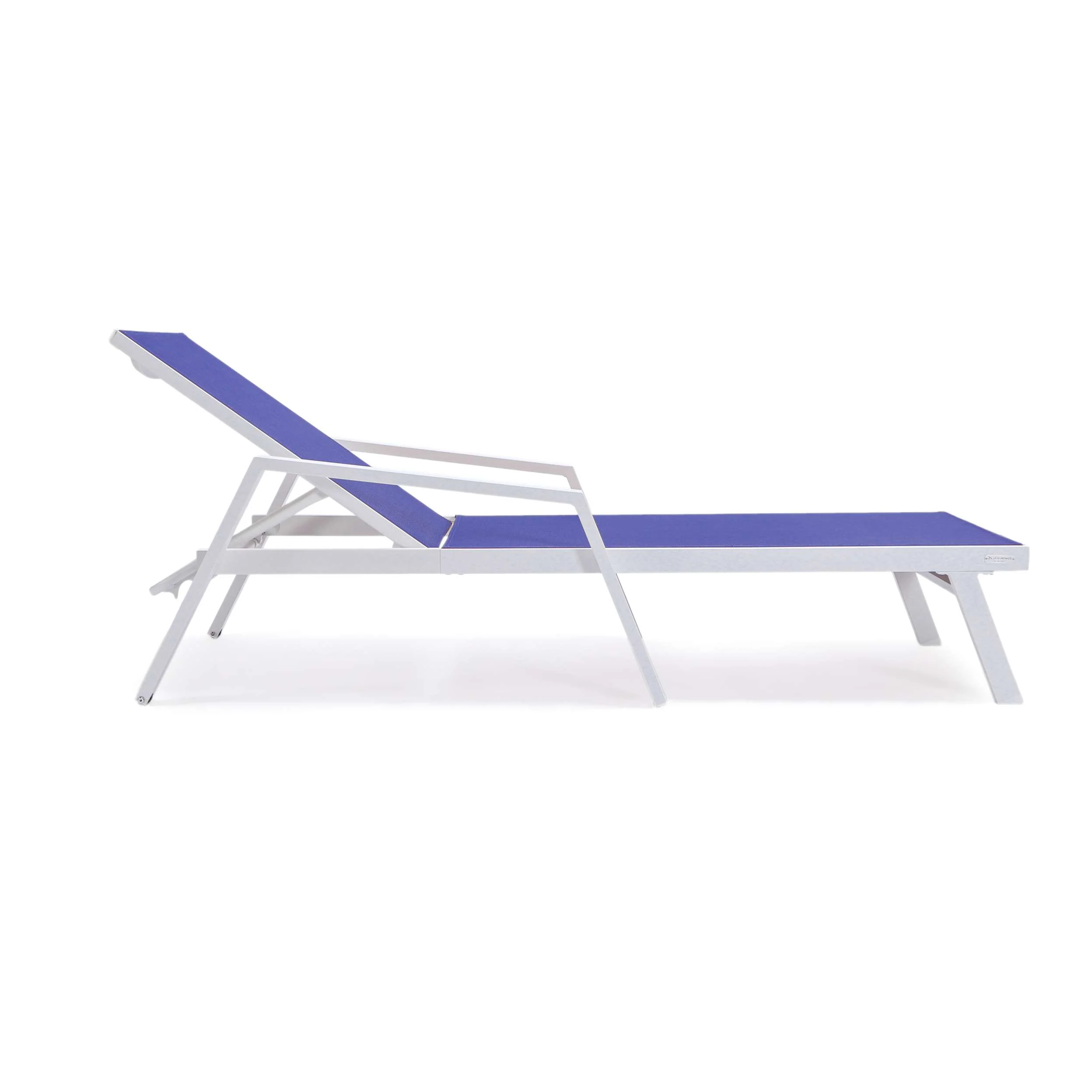 LeisureMod Marlin Patio Chaise Lounge Chair With Armrests in White Aluminum Frame, Set of 2 - Image 98