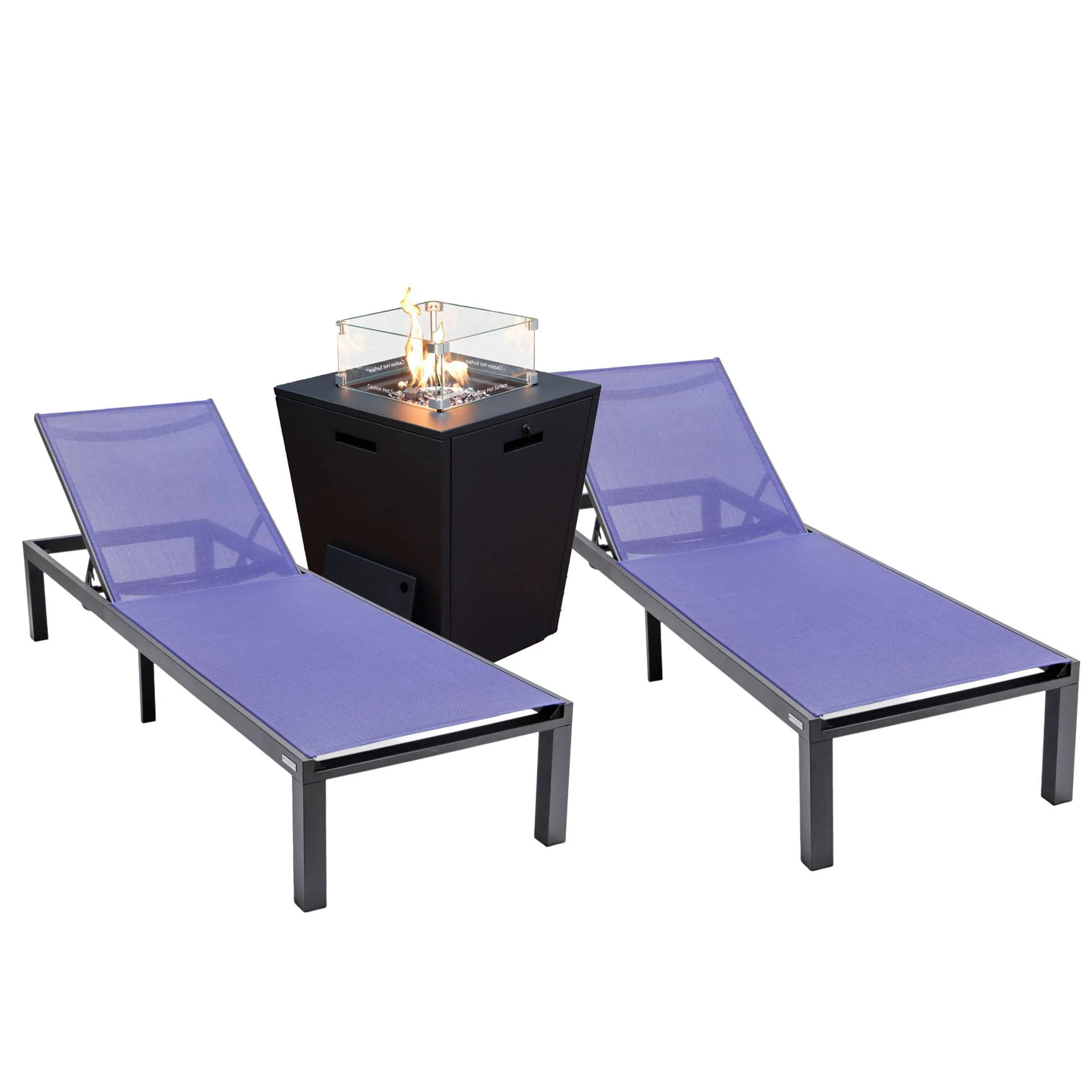 LeisureMod Marlin Patio Chaise Lounge Chair With Black Aluminum Frame, Set of 2 - Image 114