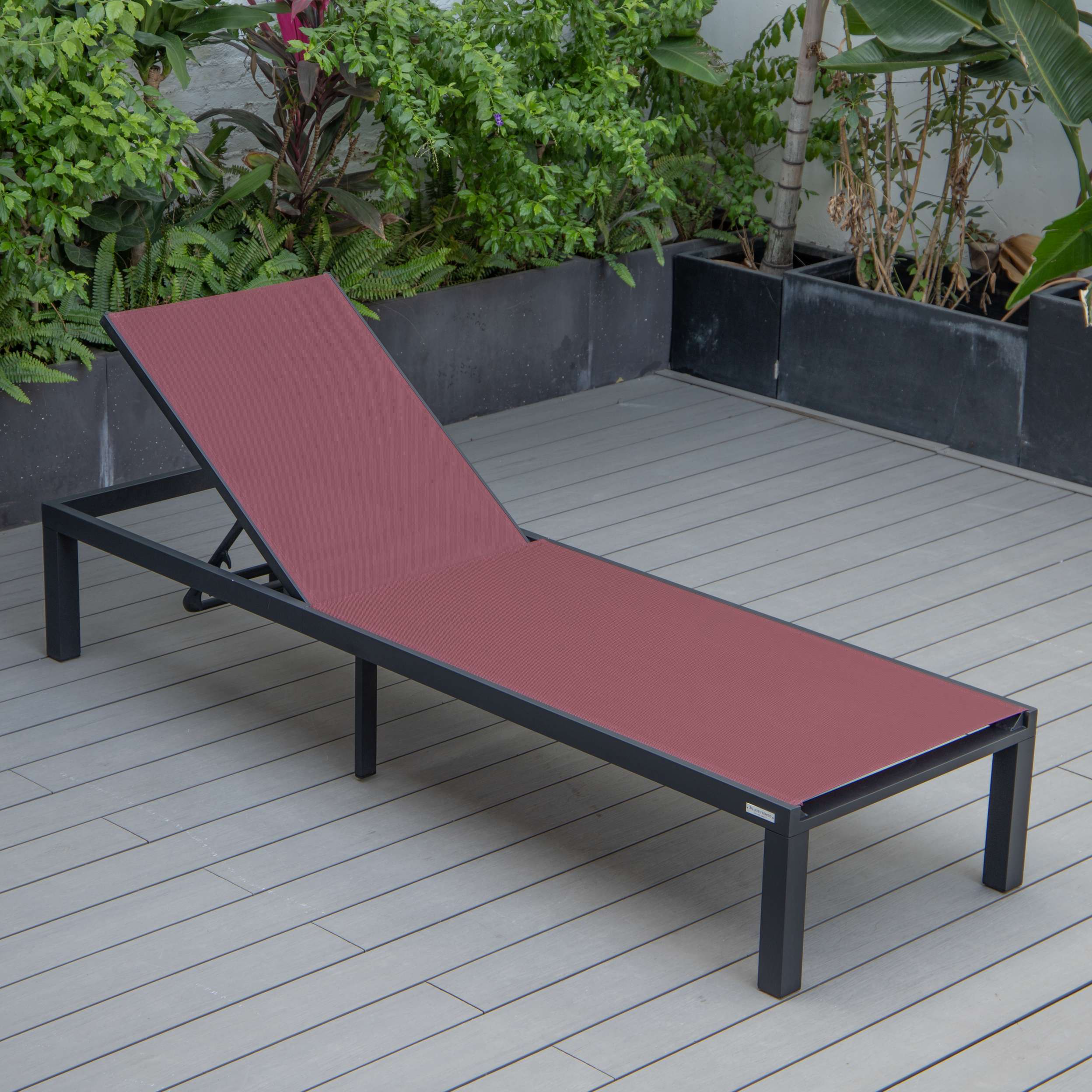 LeisureMod Marlin Patio Chaise Lounge Chair With Black Aluminum Frame, Set of 2 - Image 18
