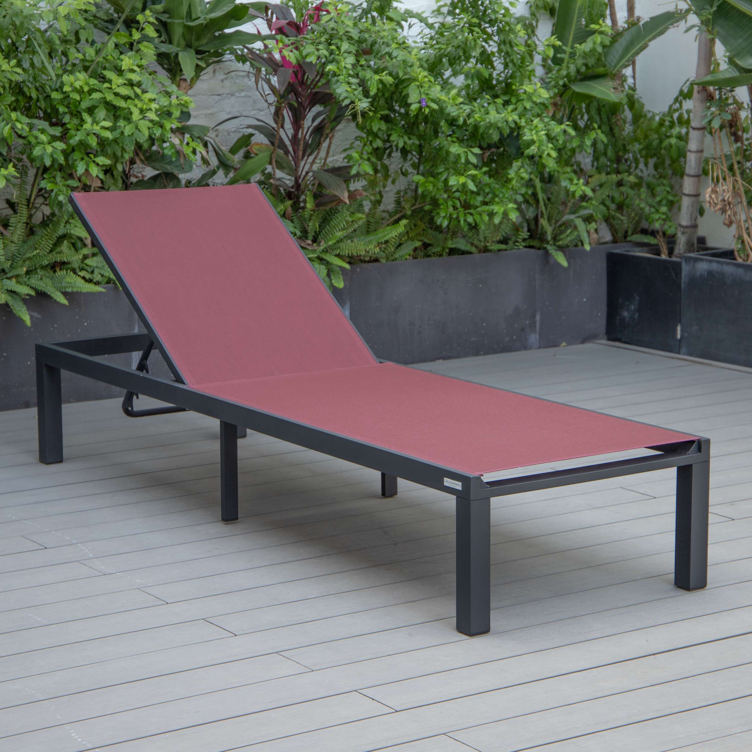 LeisureMod Marlin Patio Chaise Lounge Chair With Black Aluminum Frame, Set of 2 - Image 20