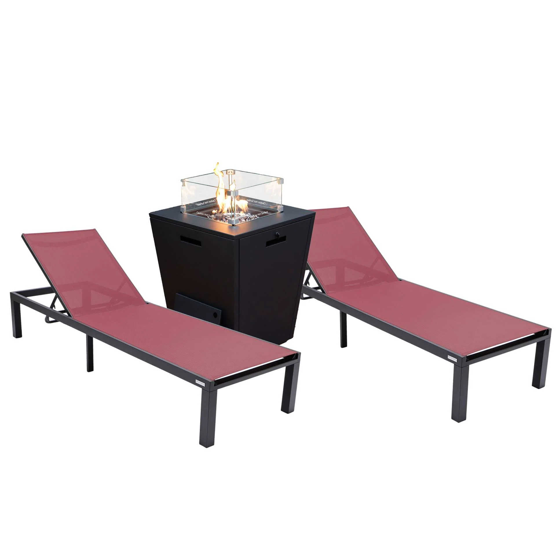 LeisureMod Marlin Patio Chaise Lounge Chair With Black Aluminum Frame, Set of 2 - Image 3