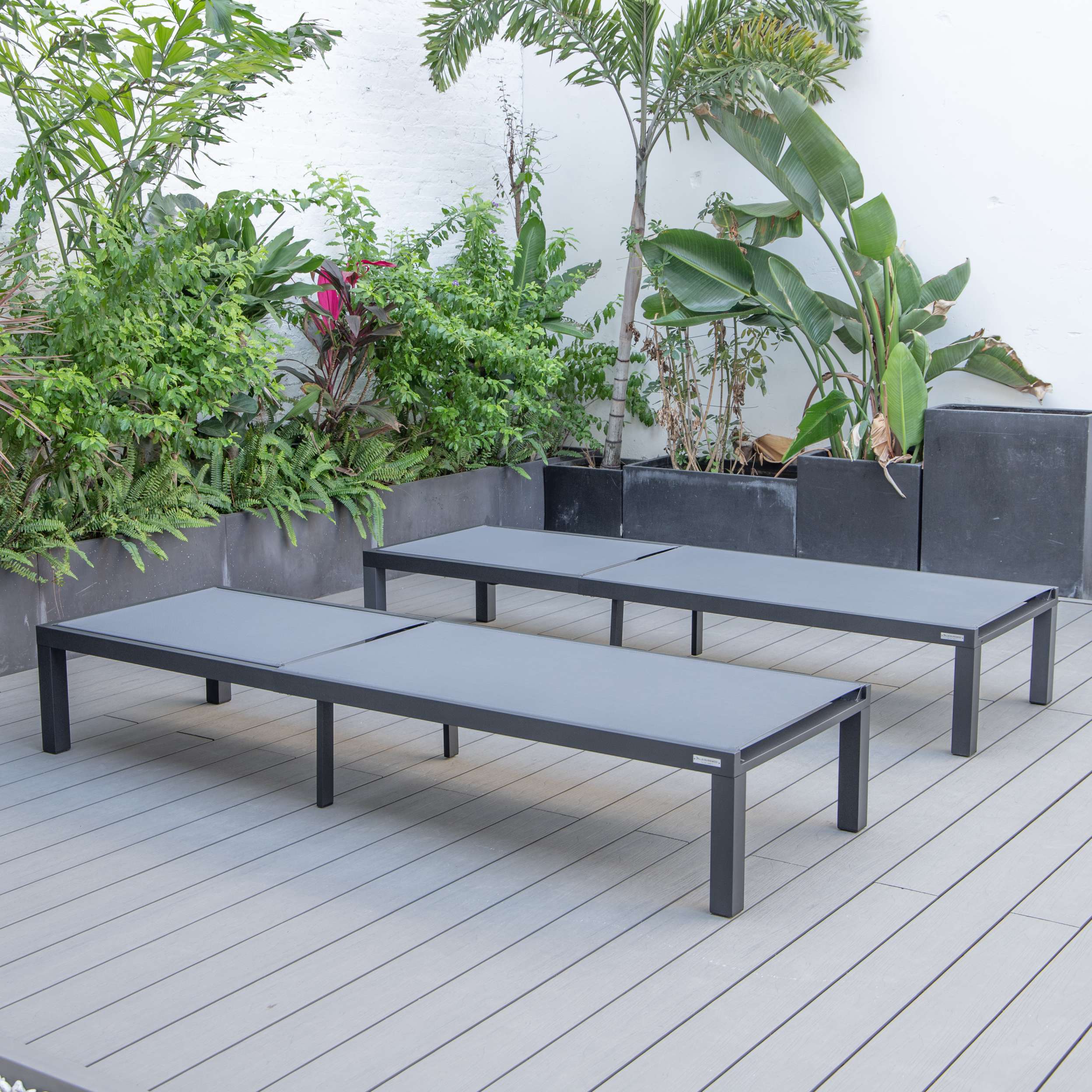 LeisureMod Marlin Patio Chaise Lounge Chair With Black Aluminum Frame, Set of 2 - Image 58