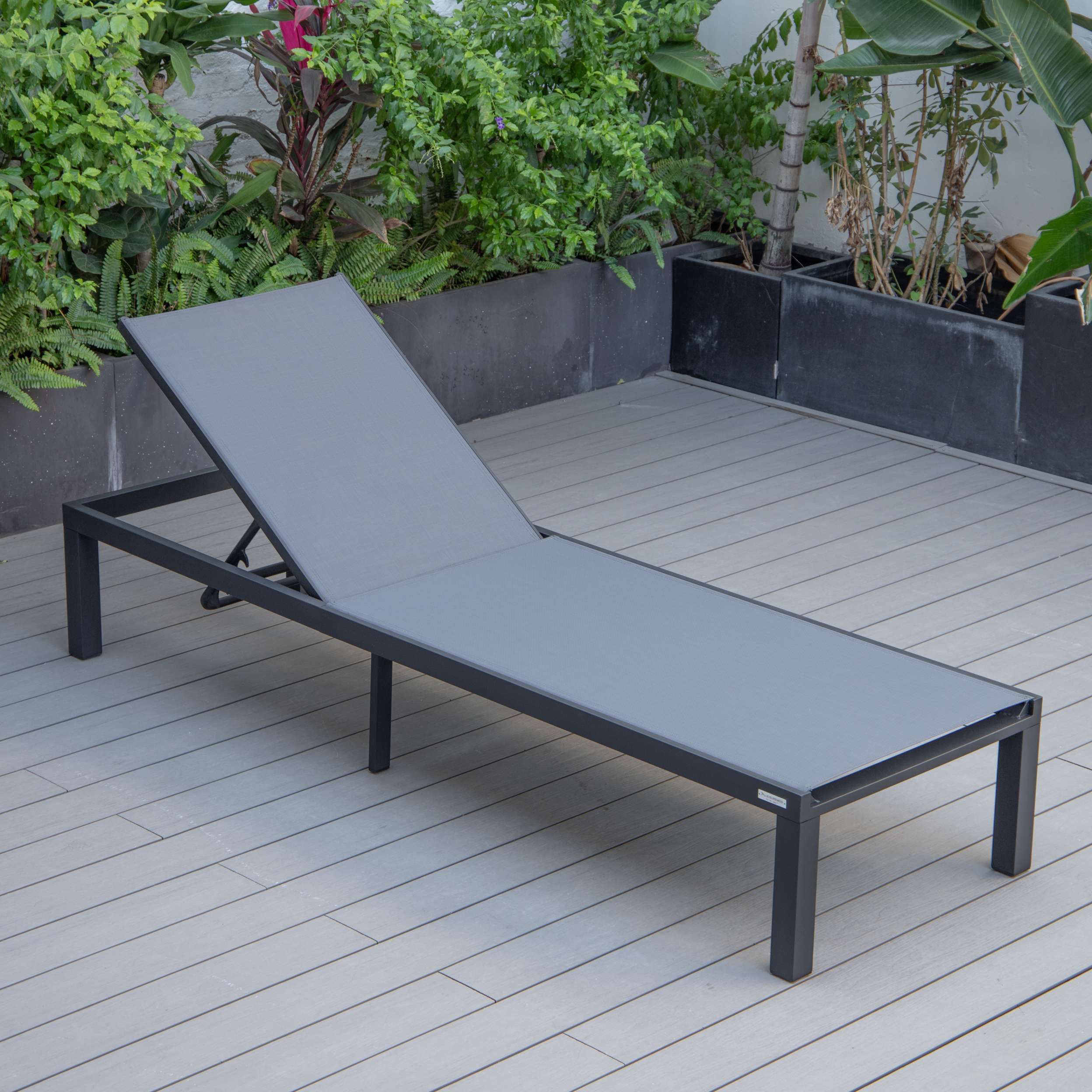 LeisureMod Marlin Patio Chaise Lounge Chair With Black Aluminum Frame, Set of 2 - Image 59
