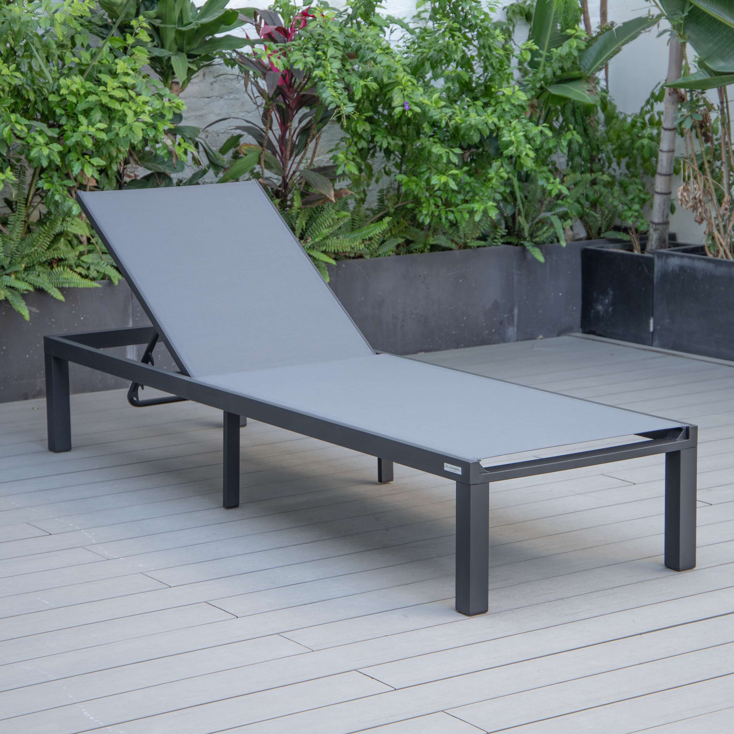 LeisureMod Marlin Patio Chaise Lounge Chair With Black Aluminum Frame, Set of 2 - Image 61