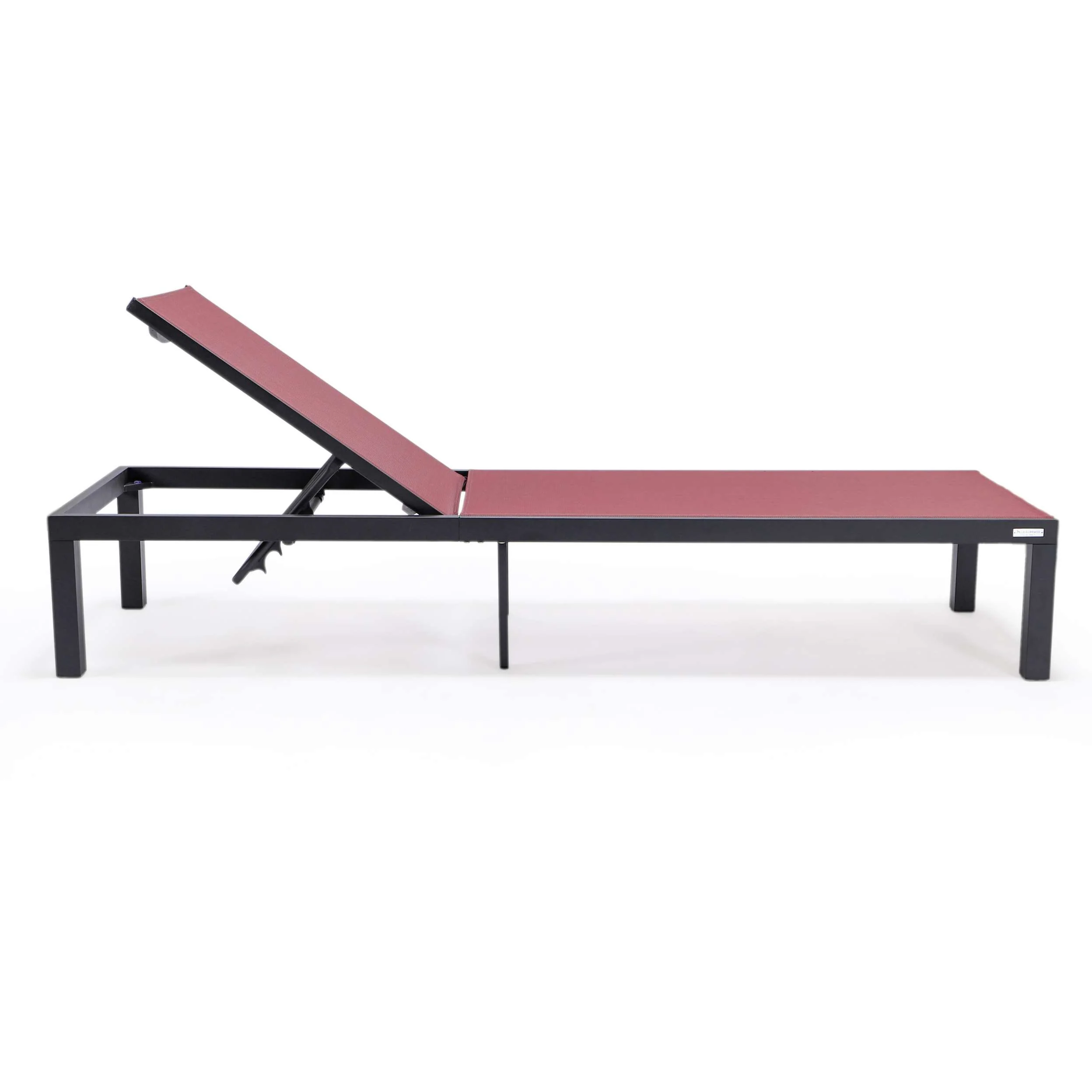 LeisureMod Marlin Patio Chaise Lounge Chair With Black Aluminum Frame, Set of 2 - Image 8