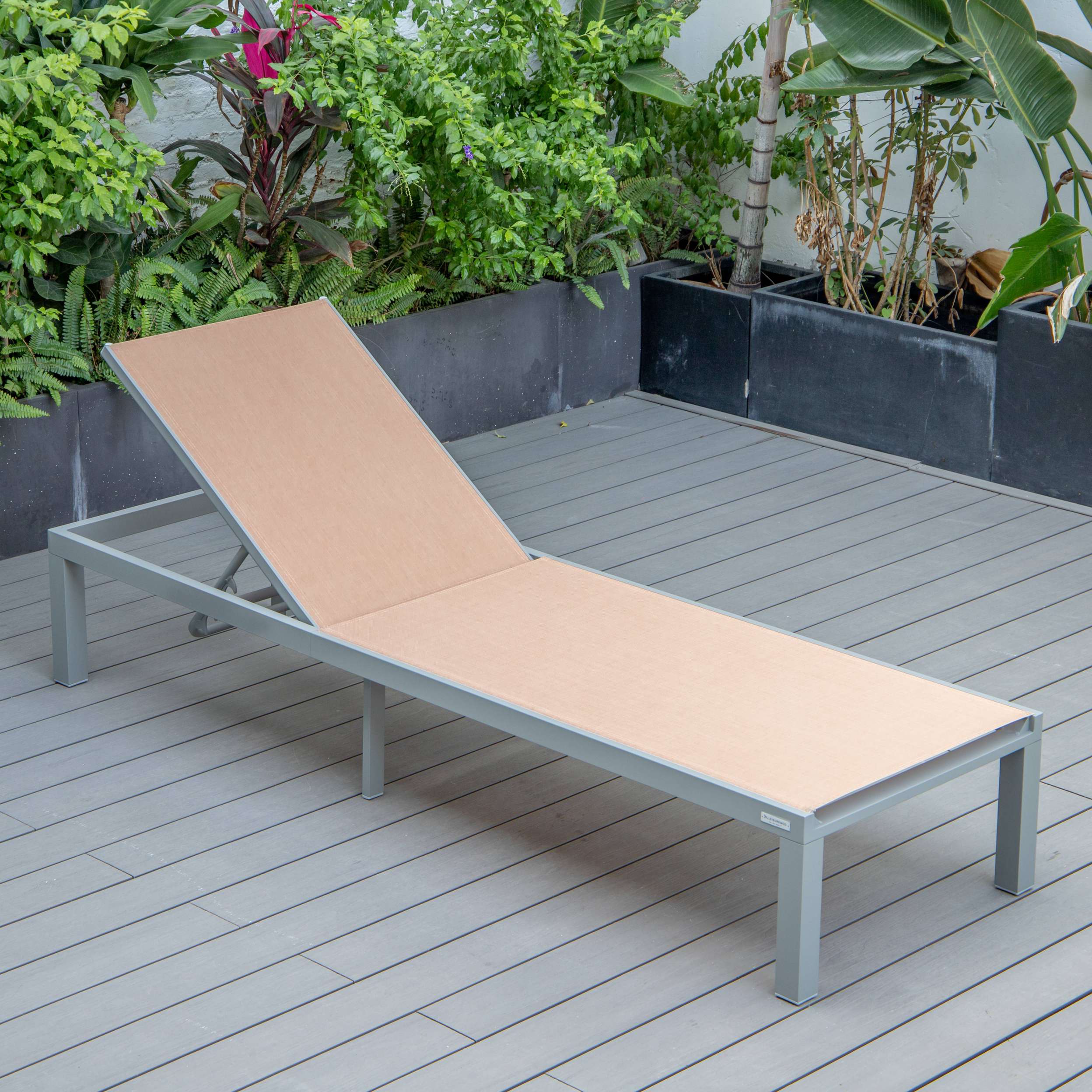 LeisureMod Marlin Patio Chaise Lounge Chair With Grey Aluminum Frame, Set of 2 - Image 112