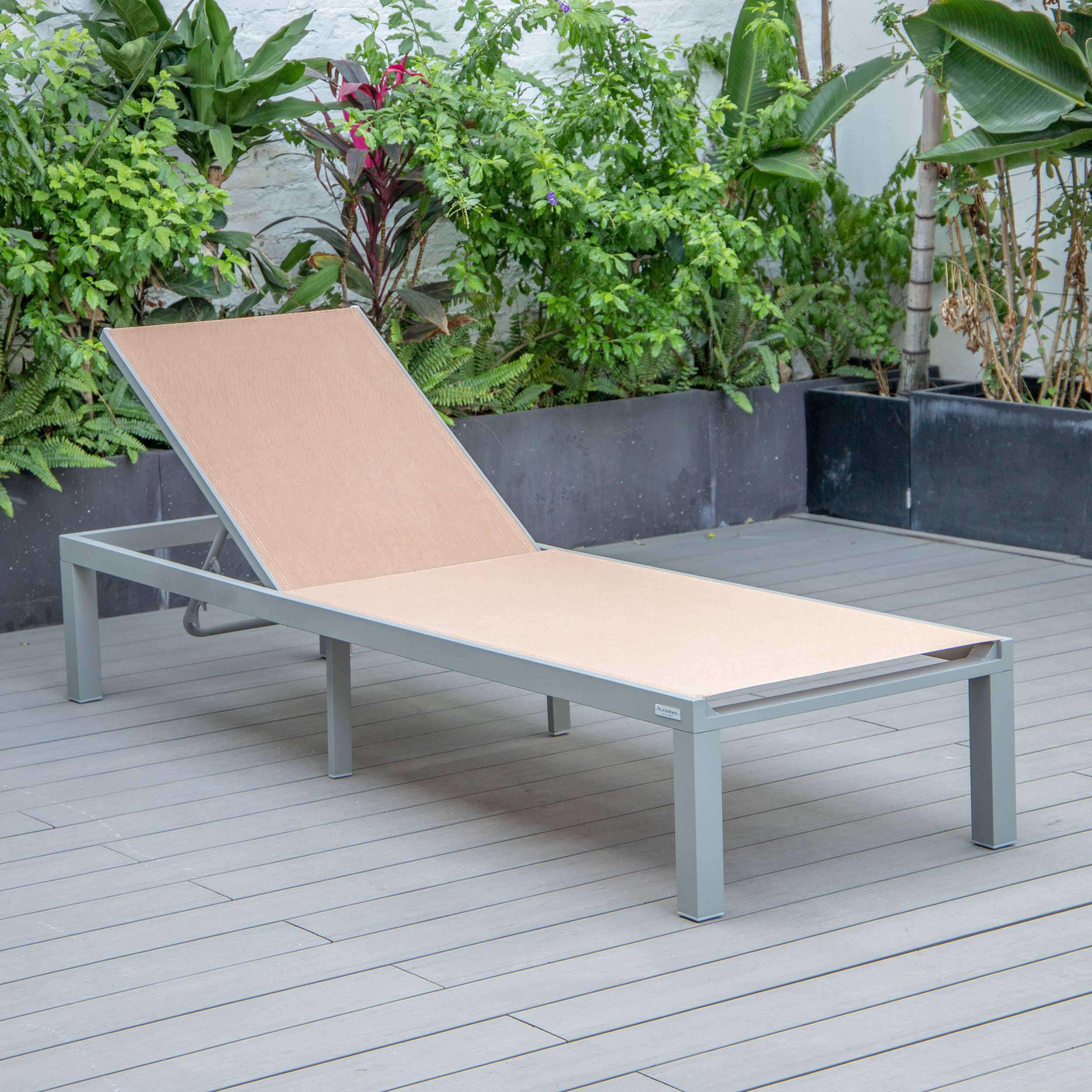 LeisureMod Marlin Patio Chaise Lounge Chair With Grey Aluminum Frame, Set of 2 - Image 113