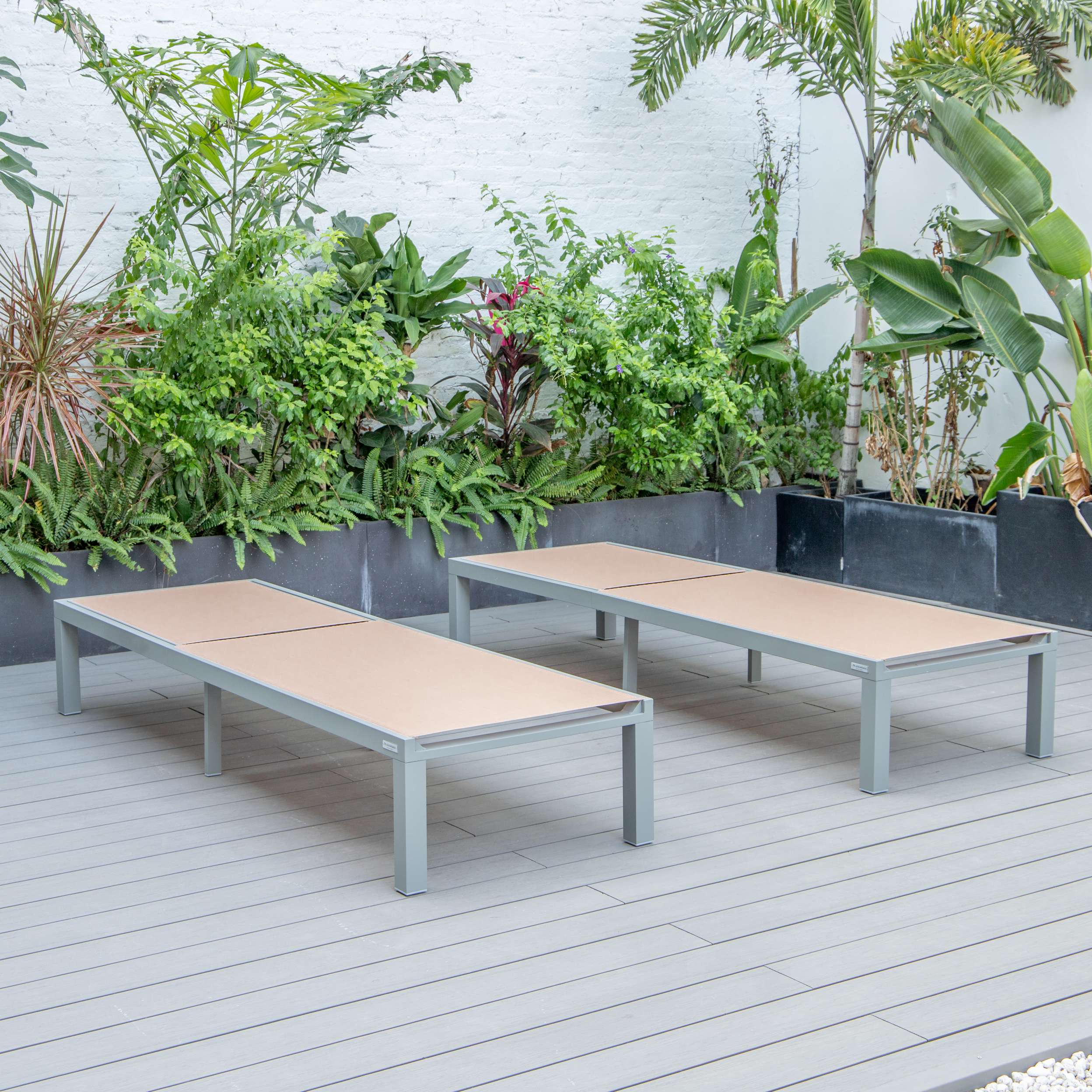 LeisureMod Marlin Patio Chaise Lounge Chair With Grey Aluminum Frame, Set of 2 - Image 125