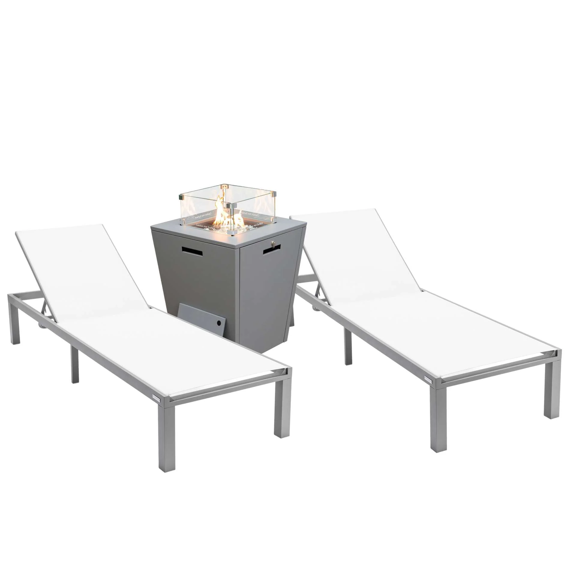 LeisureMod Marlin Patio Chaise Lounge Chair With Grey Aluminum Frame, Set of 2 - Image 148