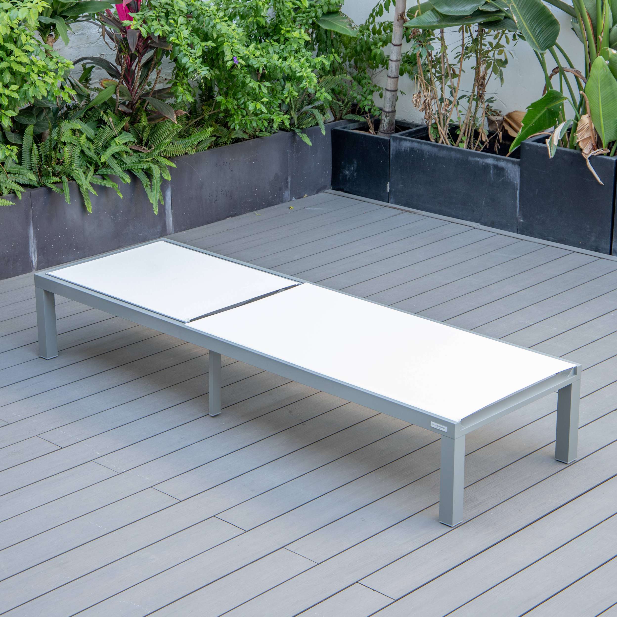 LeisureMod Marlin Patio Chaise Lounge Chair With Grey Aluminum Frame, Set of 2 - Image 150