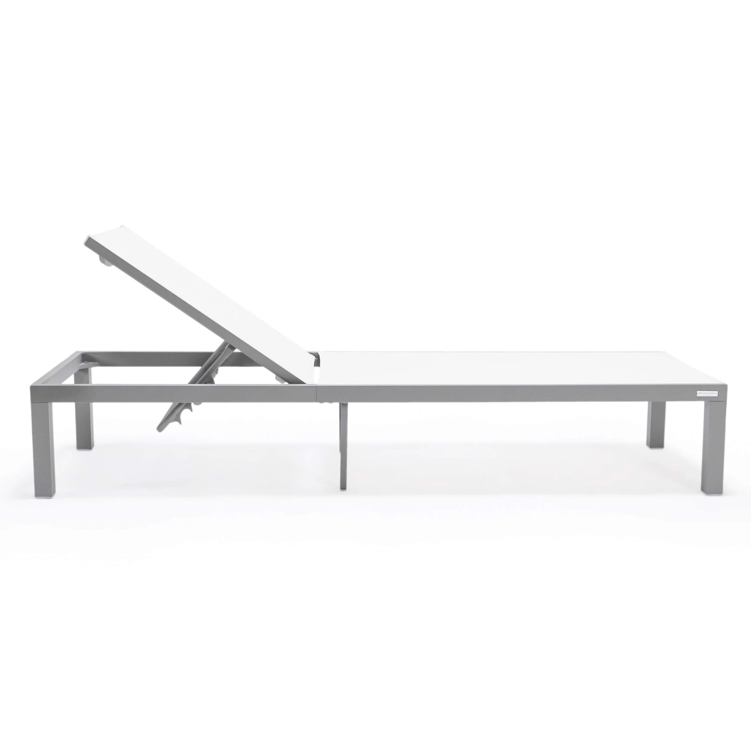 LeisureMod Marlin Patio Chaise Lounge Chair With Grey Aluminum Frame, Set of 2 - Image 155
