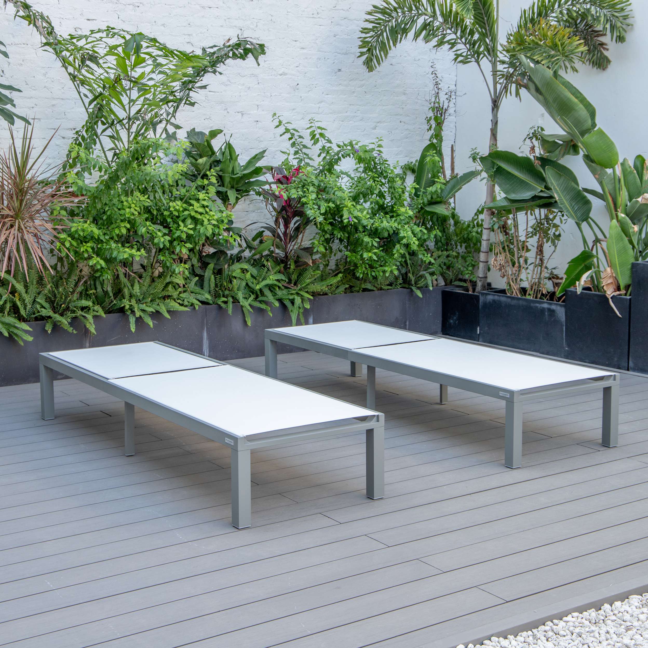 LeisureMod Marlin Patio Chaise Lounge Chair With Grey Aluminum Frame, Set of 2 - Image 161