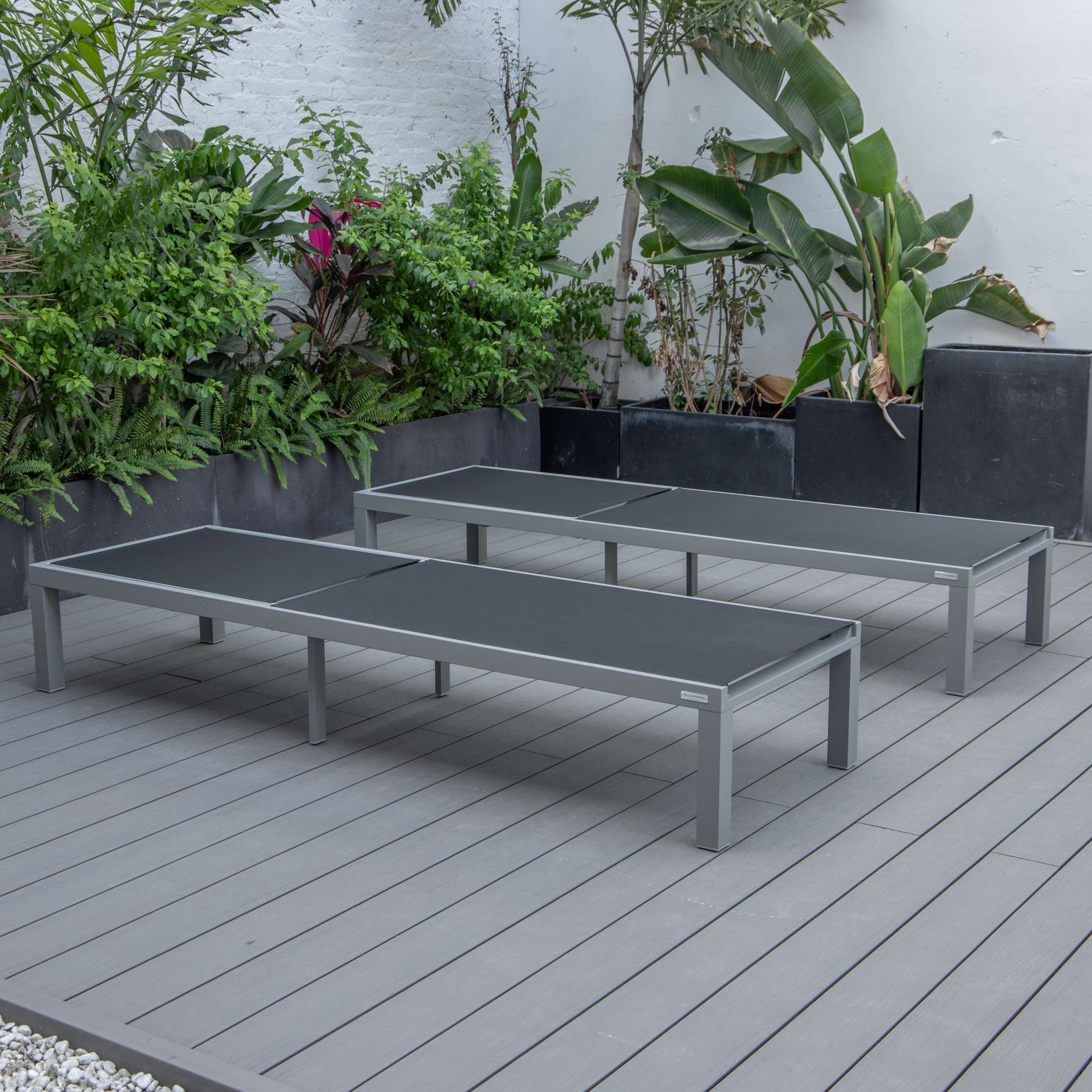LeisureMod Marlin Patio Chaise Lounge Chair With Grey Aluminum Frame, Set of 2 - Image 17
