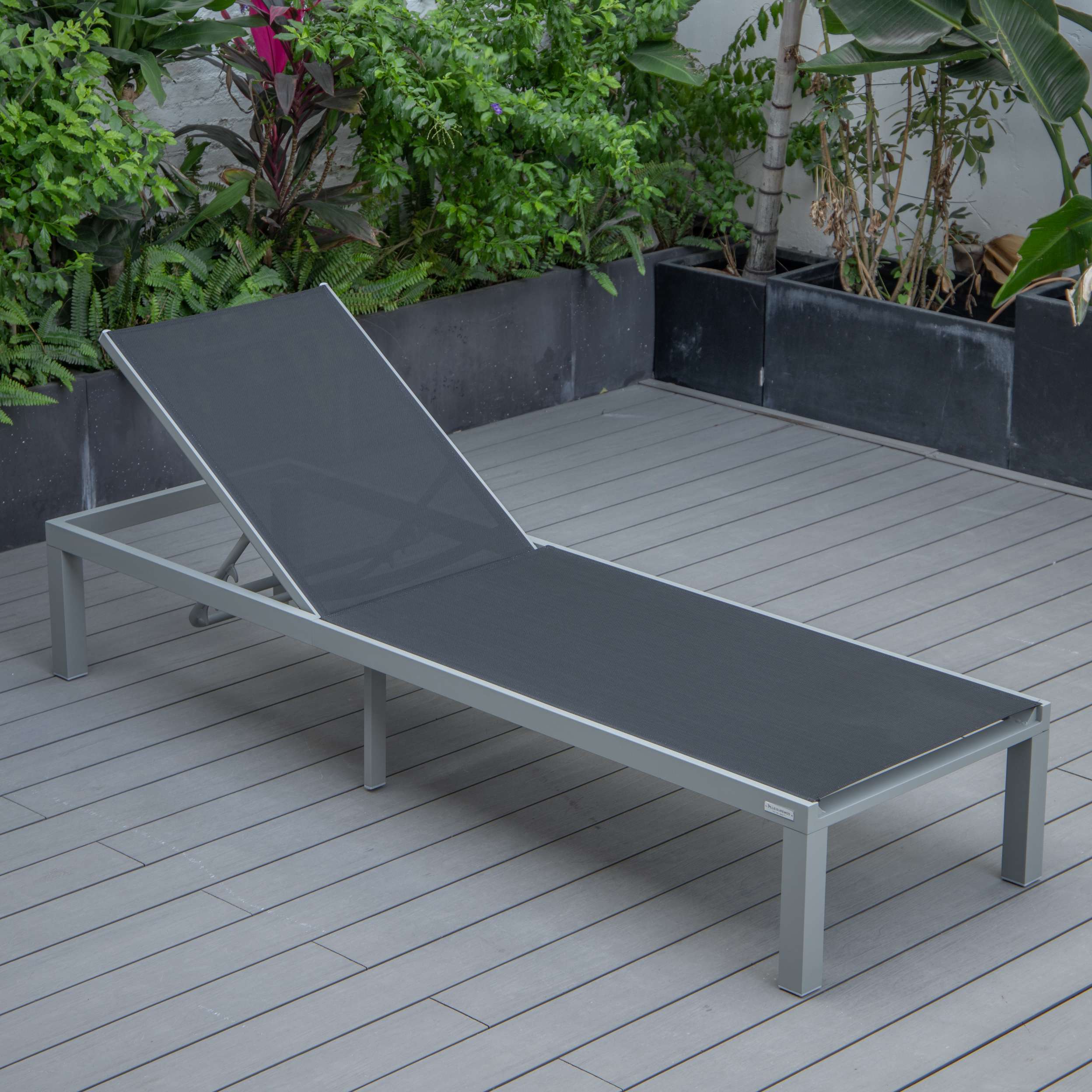 LeisureMod Marlin Patio Chaise Lounge Chair With Grey Aluminum Frame, Set of 2 - Image 18