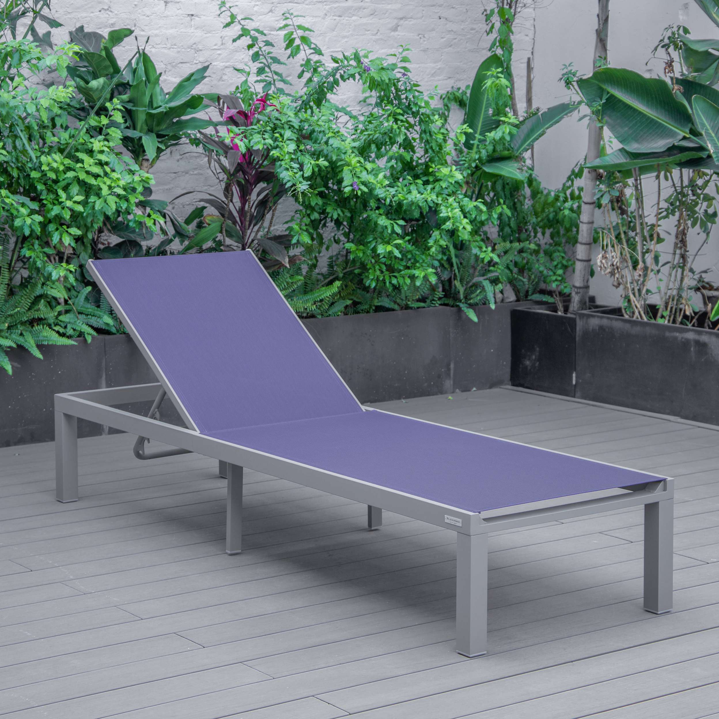 LeisureMod Marlin Patio Chaise Lounge Chair With Grey Aluminum Frame, Set of 2 - Image 186