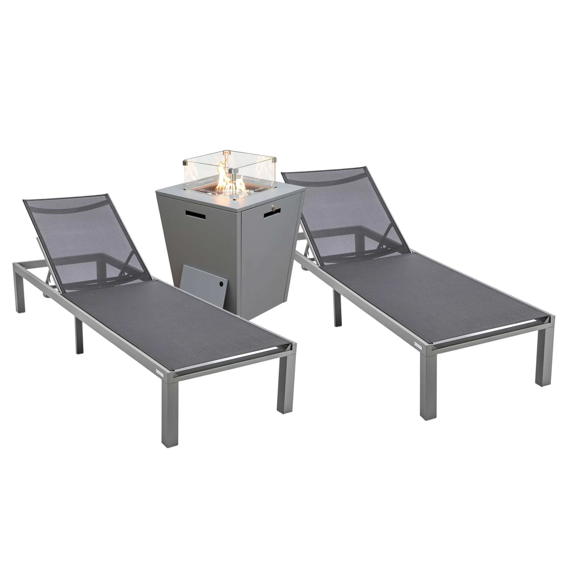 LeisureMod Marlin Patio Chaise Lounge Chair With Grey Aluminum Frame, Set of 2 - Image 3