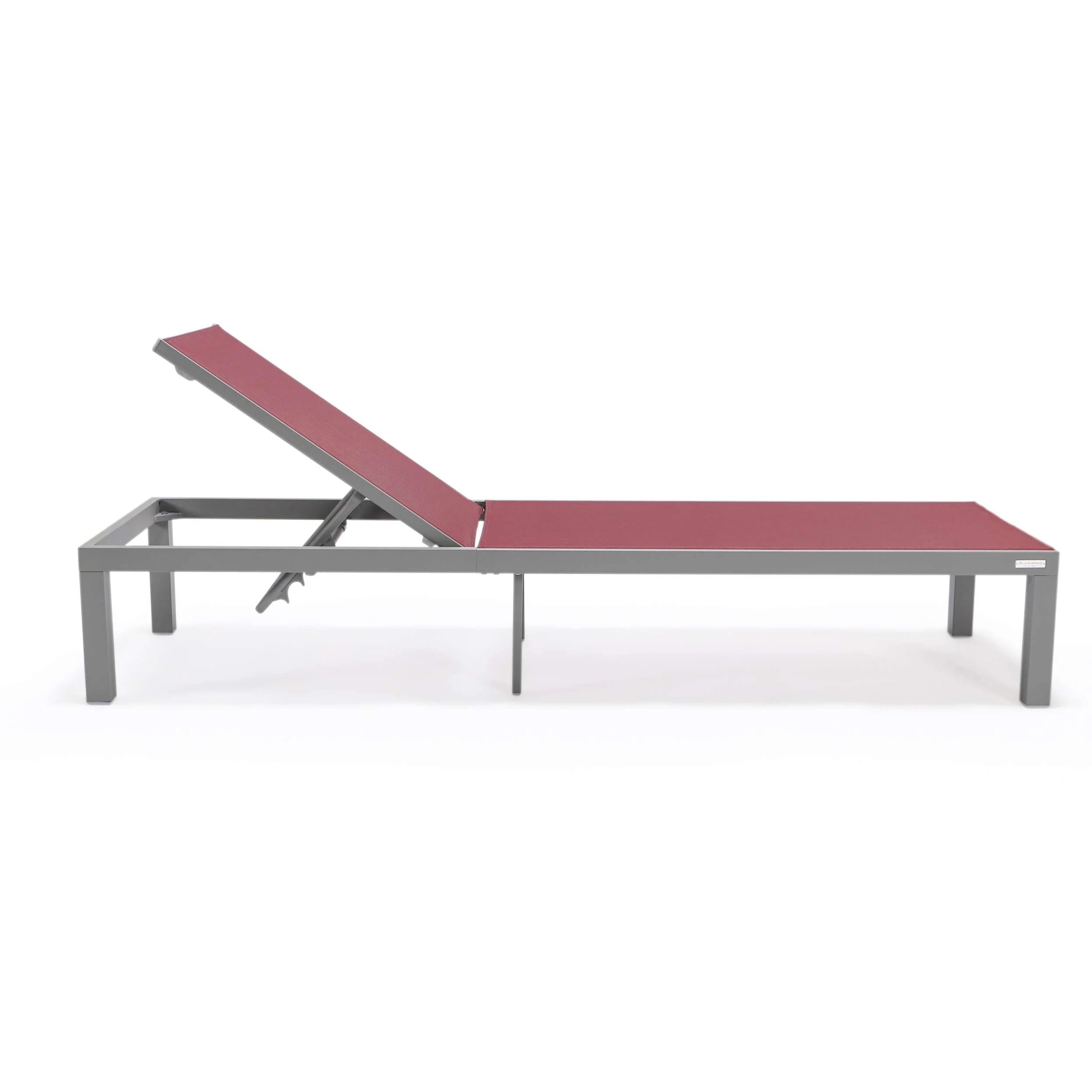 LeisureMod Marlin Patio Chaise Lounge Chair With Grey Aluminum Frame, Set of 2 - Image 42